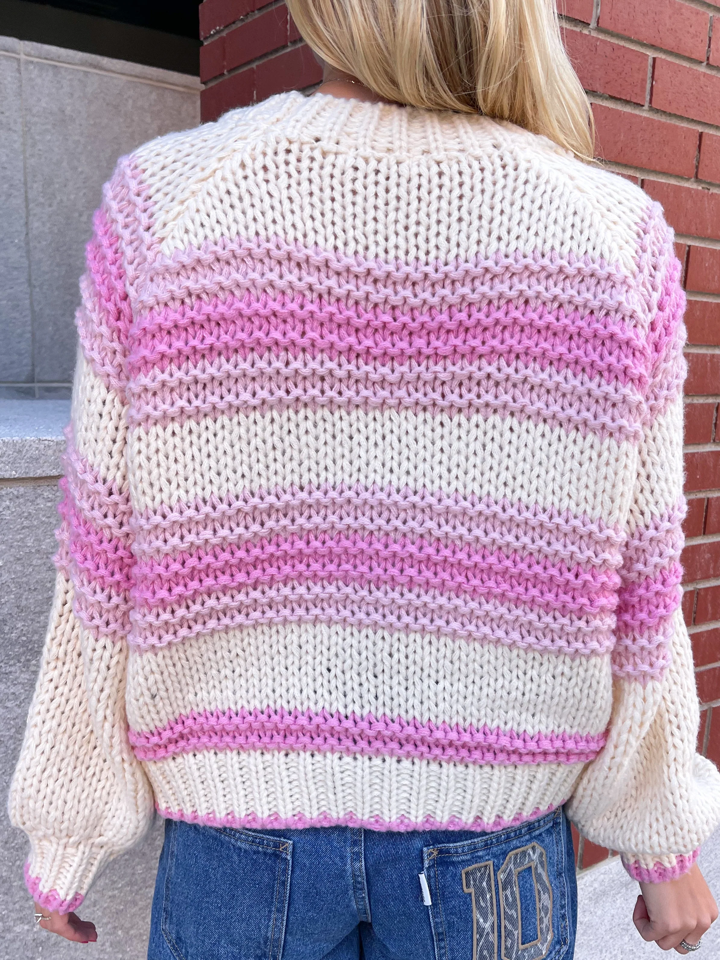 Chunky Pink Button Up Cardigan Sweater - Image 9