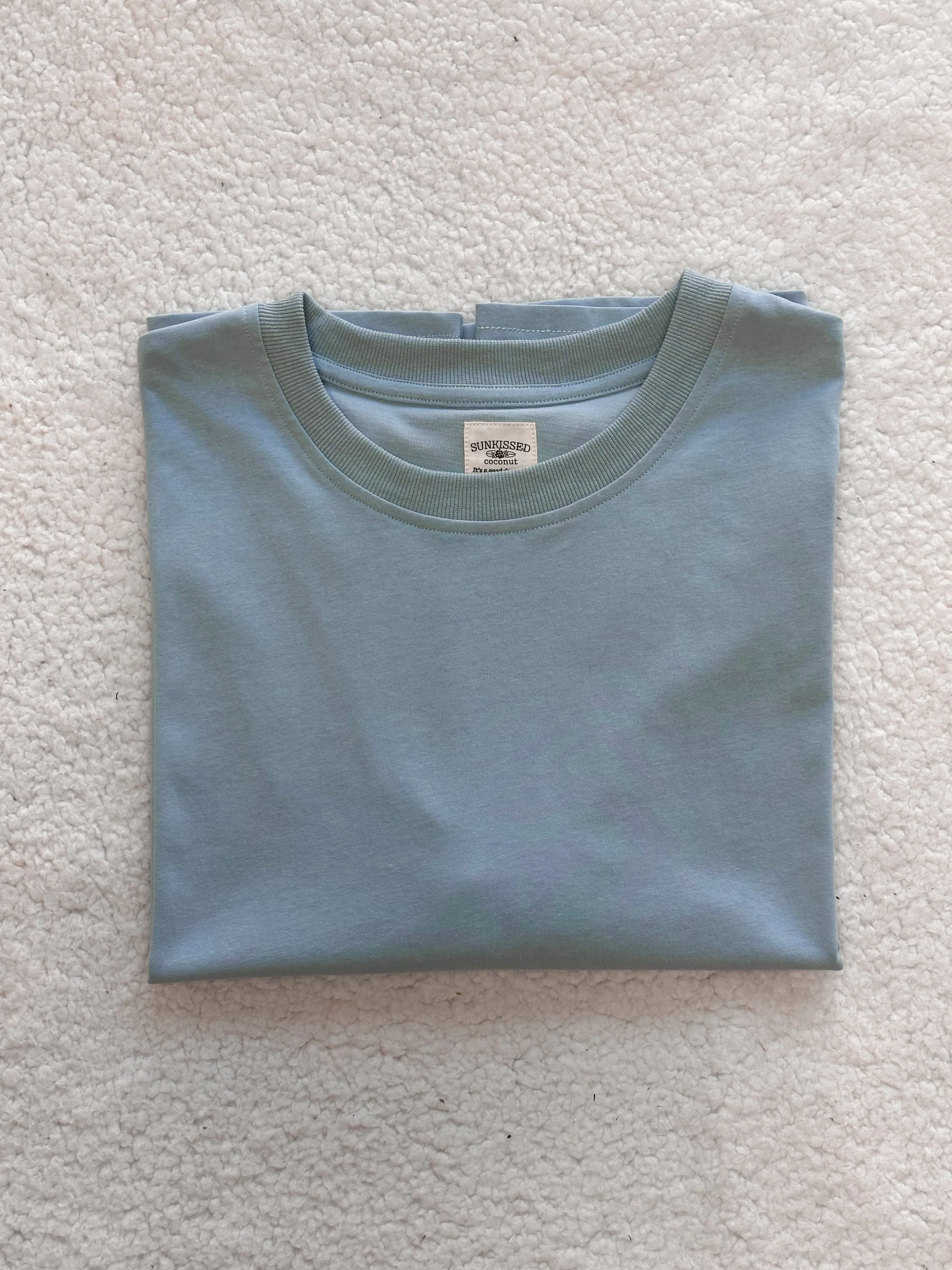 Coastal Blue Basic Blank Slightly Cropped Tee