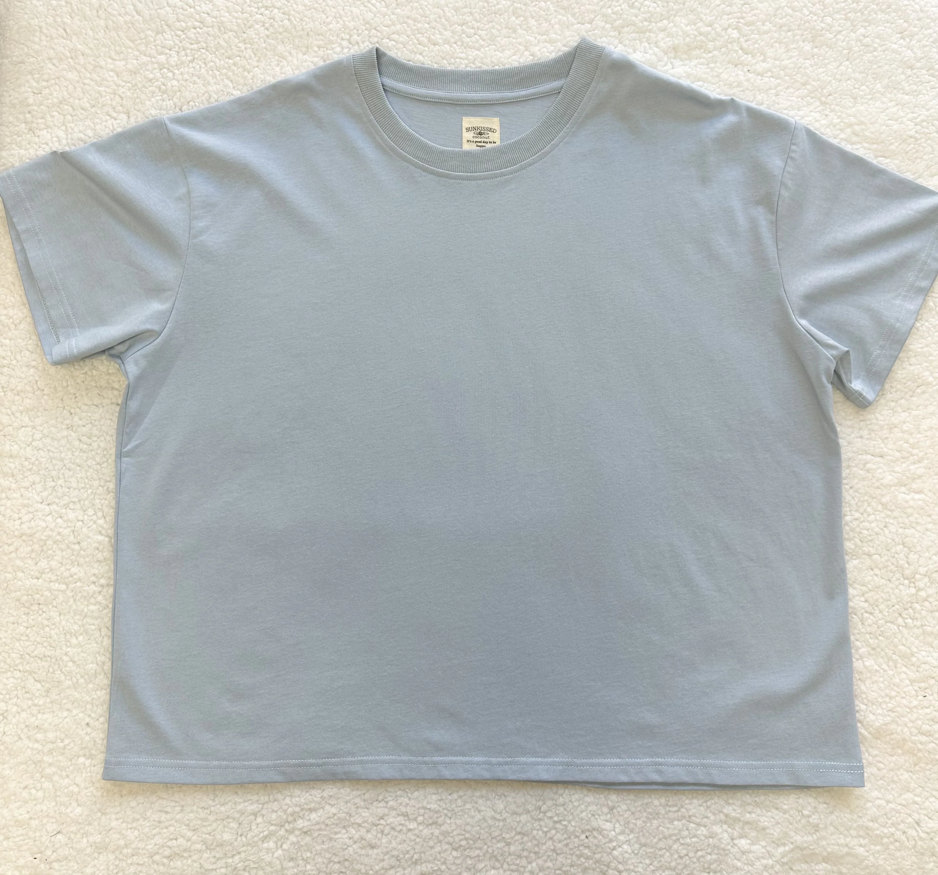 Coastal Blue Basic Blank Slightly Cropped Tee - Image 2