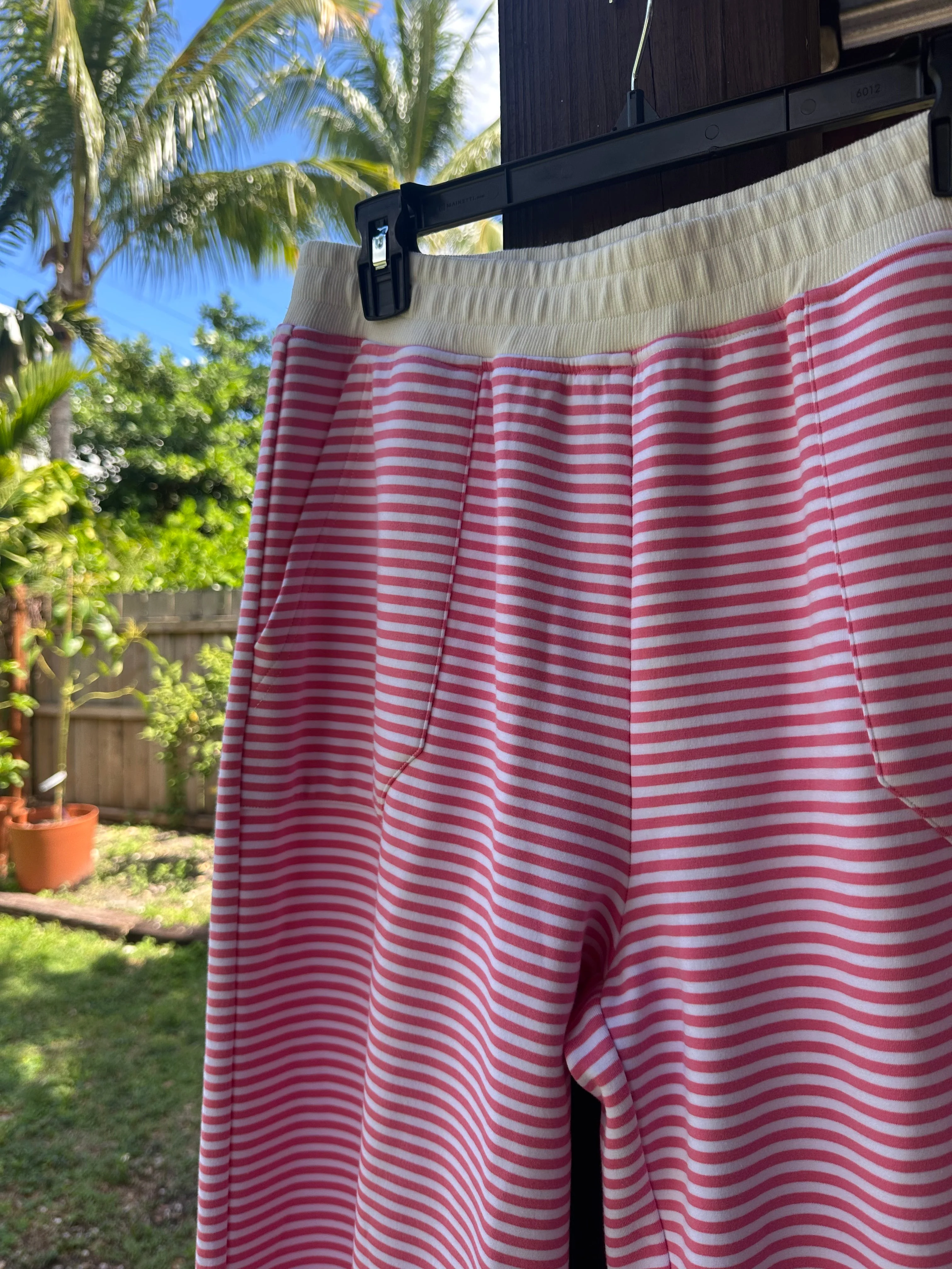 Dark Pink and White Big Striped Sweatpants - Image 5