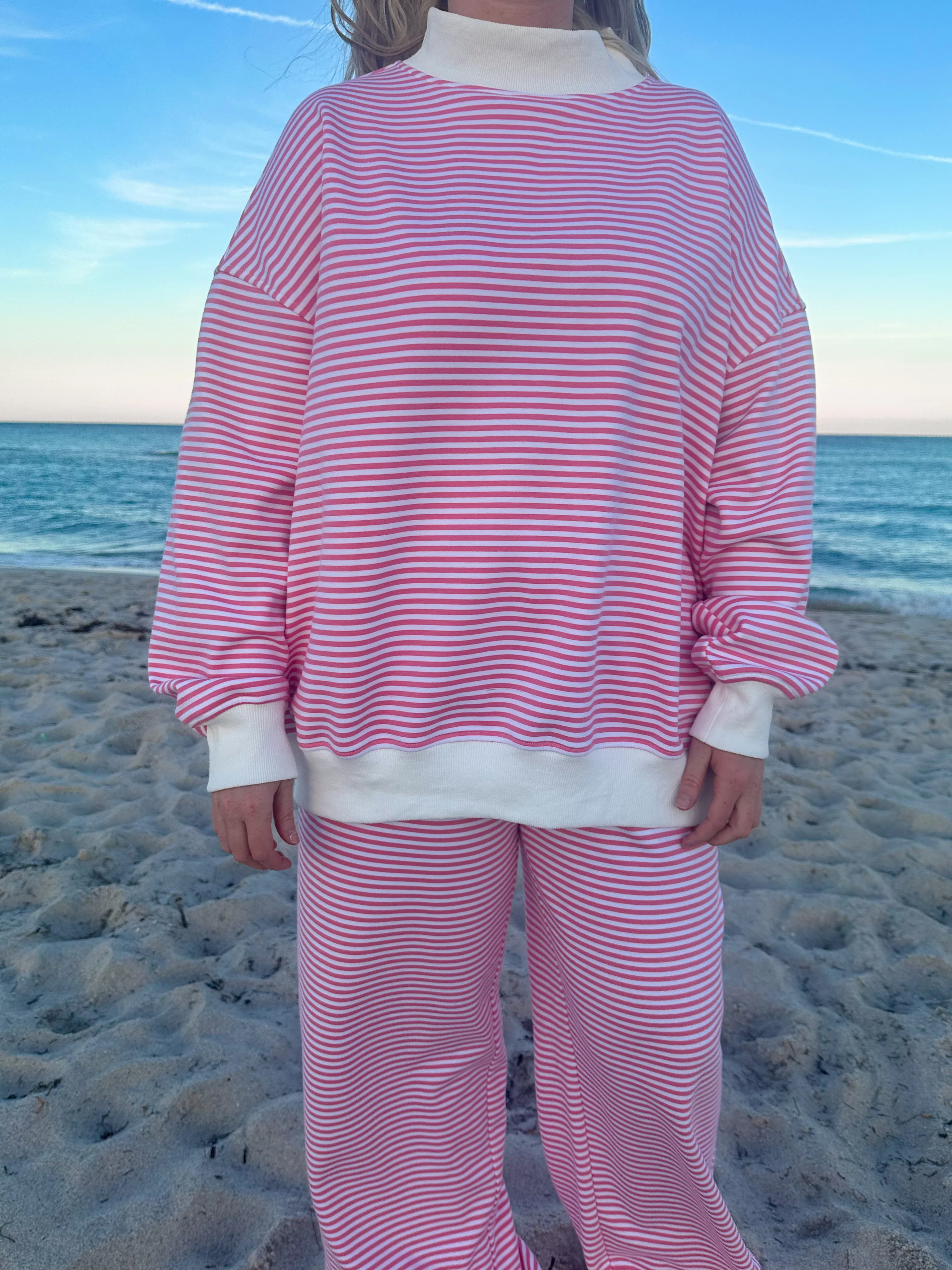 Dark Pink and White Big Striped Sweatpants - Image 7