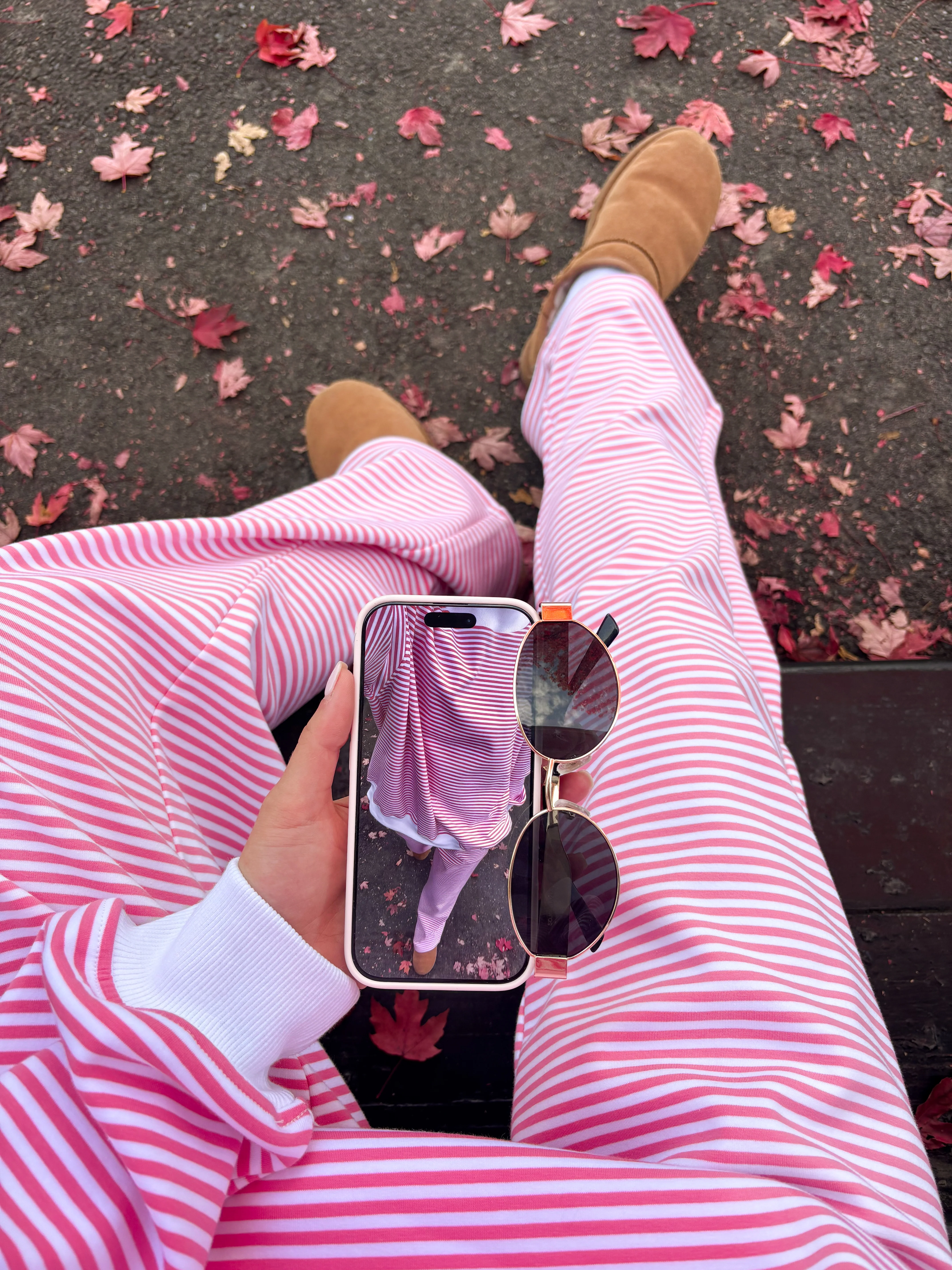 Dark Pink and White Big Striped Sweatpants - Image 9