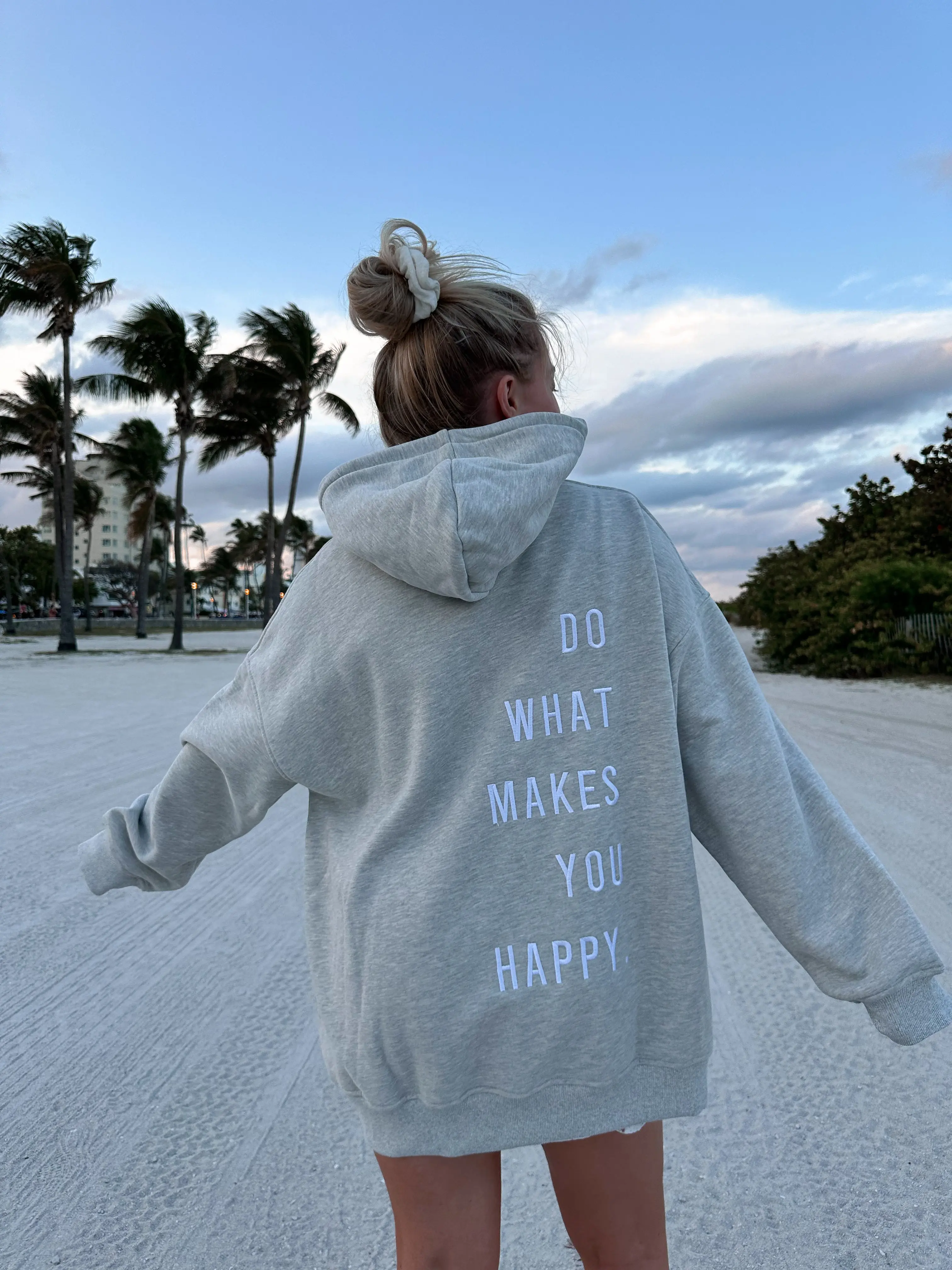 Afternoon Grey Do What Makes You Happy Embroider Hoodie
