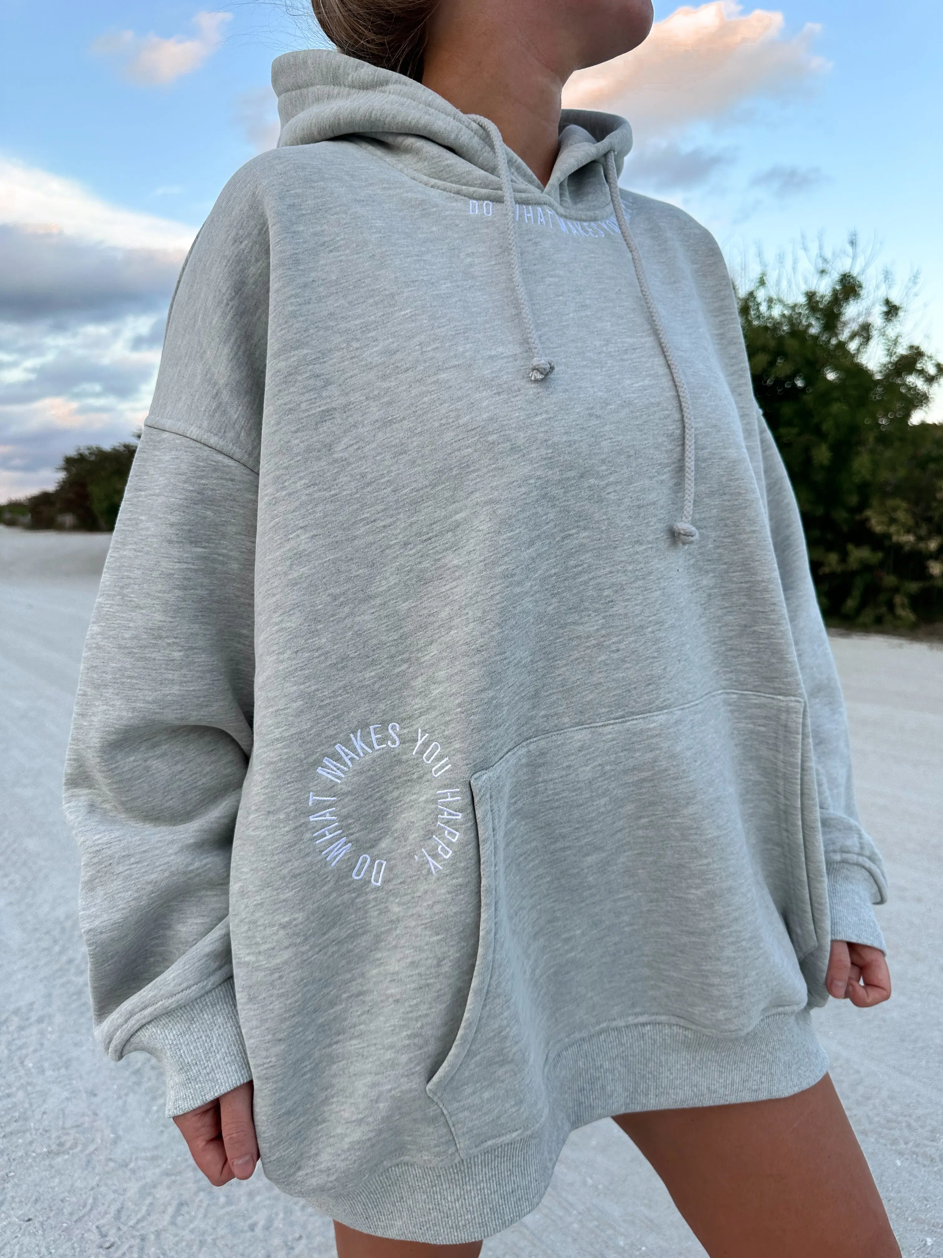 Afternoon Grey Do What Makes You Happy Embroider Hoodie - Image 2