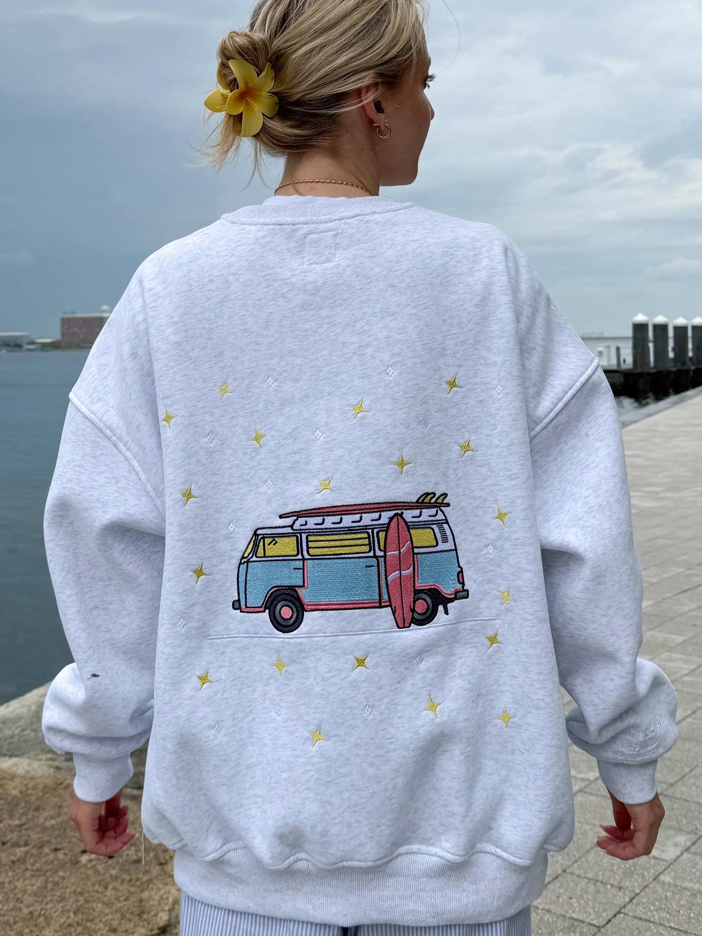 Pearl Grey Embroider Van Star Sweatshirt - Image 2