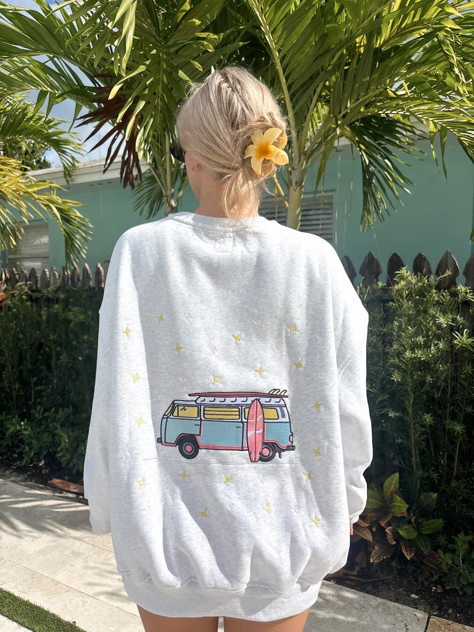 Pearl Grey Embroider Van Star Sweatshirt - Image 6