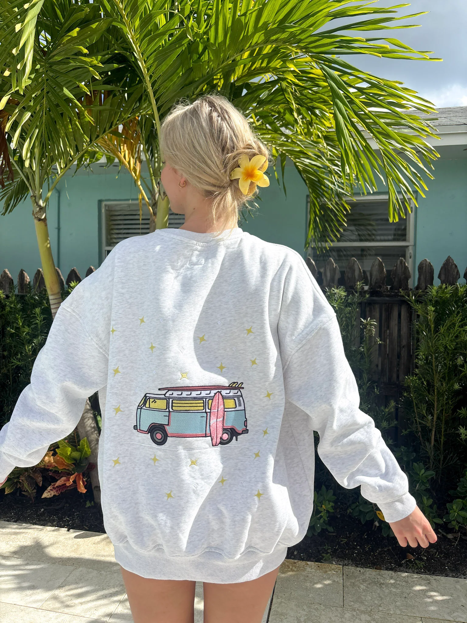 Pearl Grey Embroider Van Star Sweatshirt - Image 7