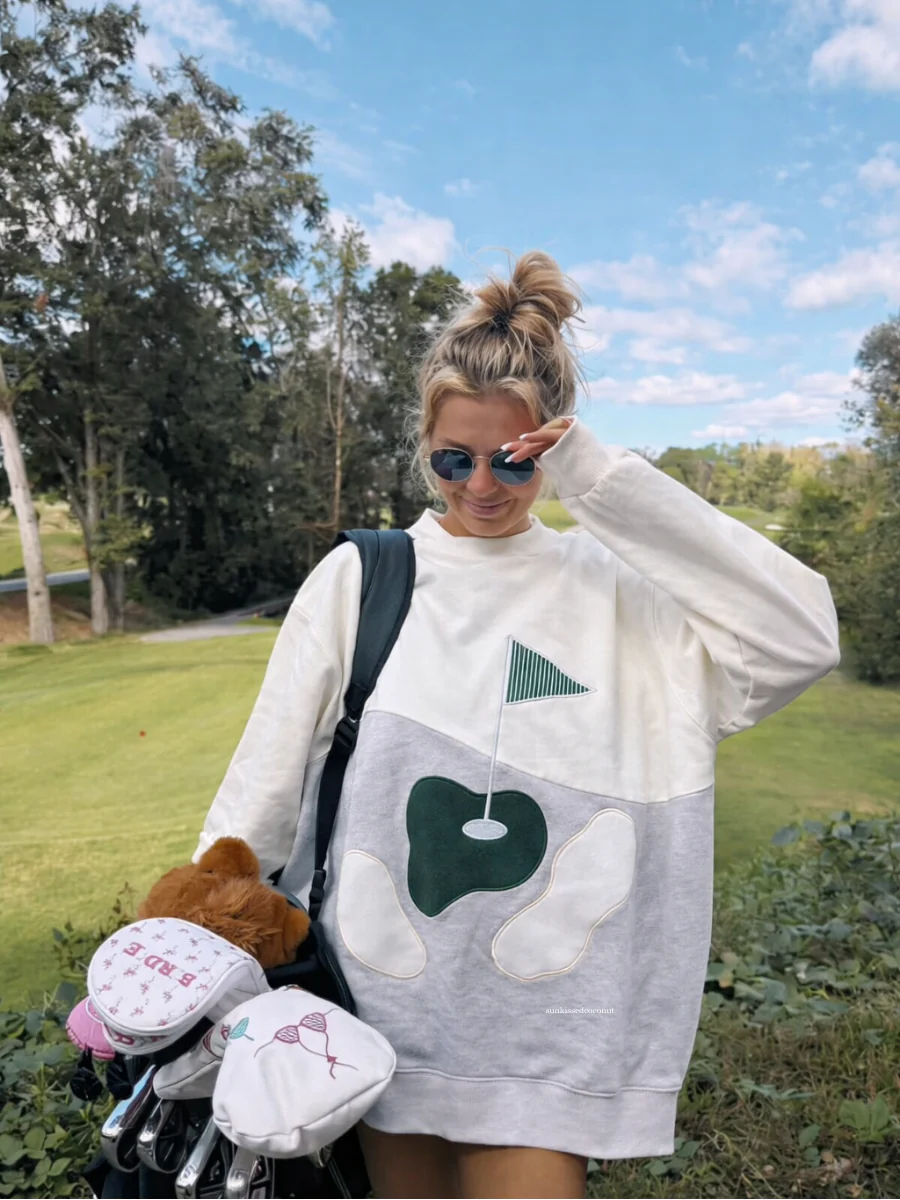 Fairway Golfing On The Green Mockneck Sweatshirt 100% Cotton - Image 2