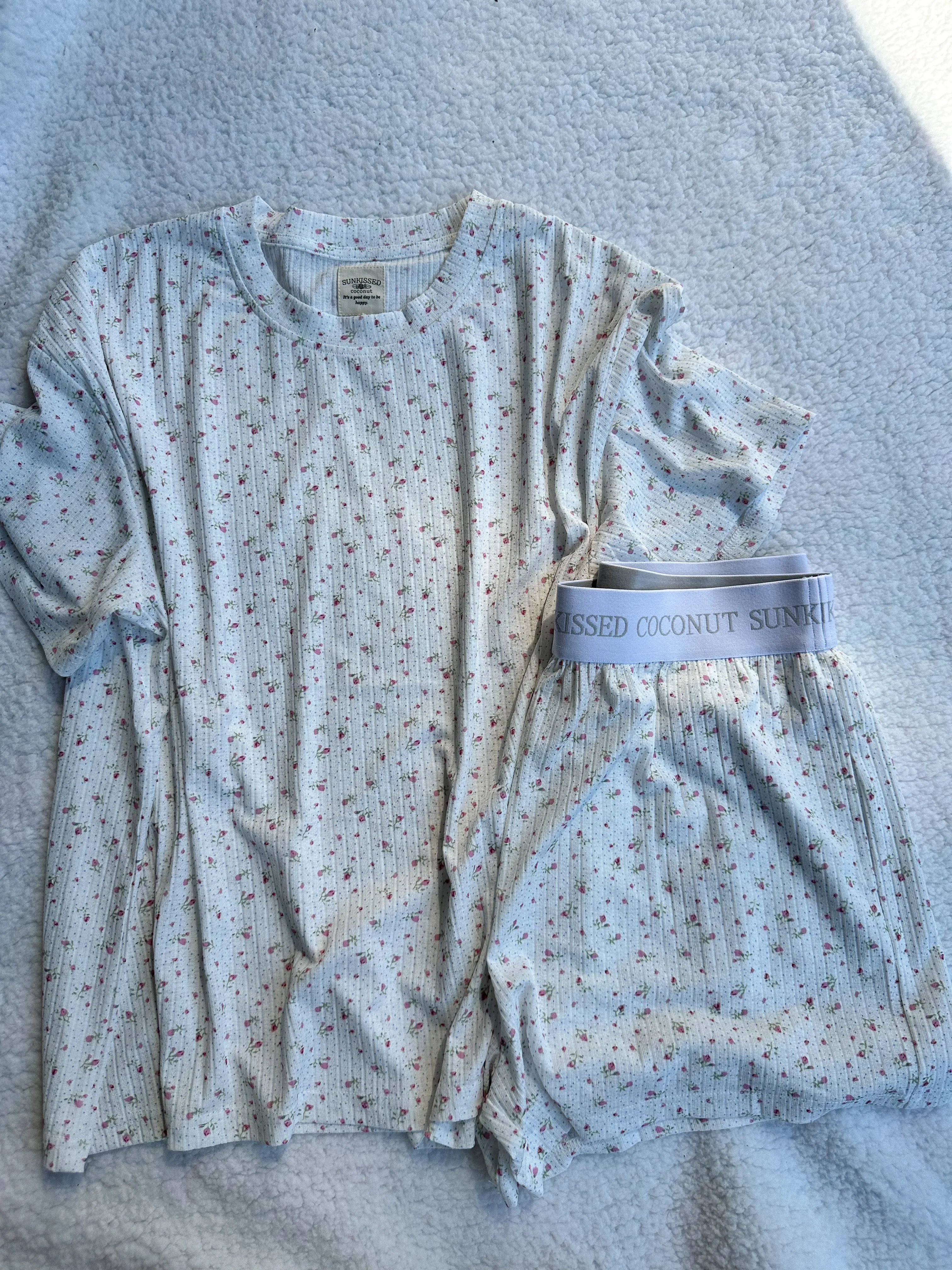 White Floral Pajama Shorts - Image 4