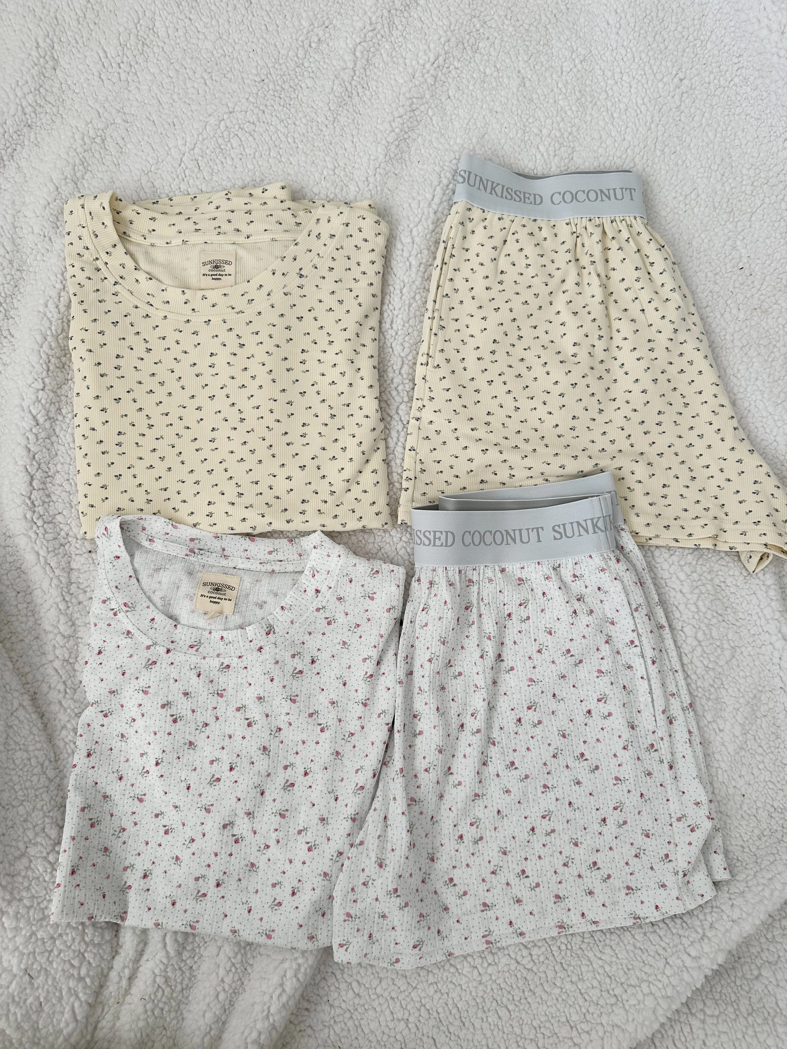 White Floral Pajama Shorts - Image 5