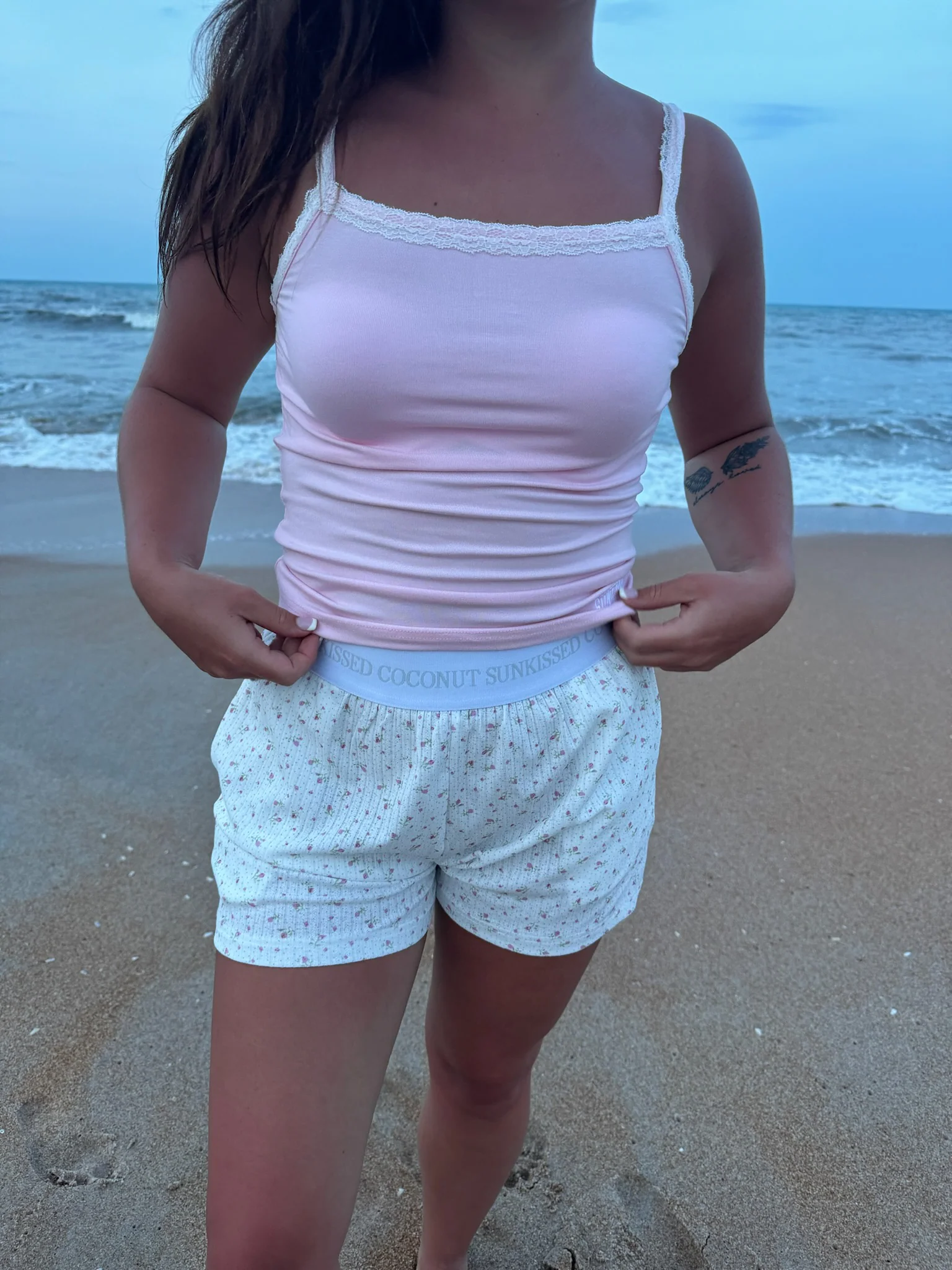 White Floral Pajama Shorts - Image 6