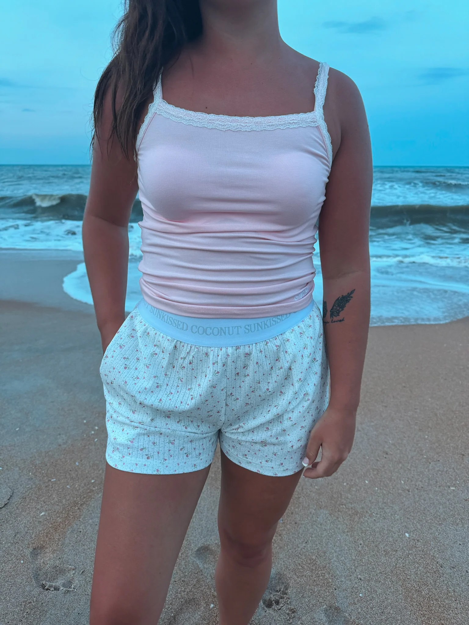 White Floral Pajama Shorts - Image 7