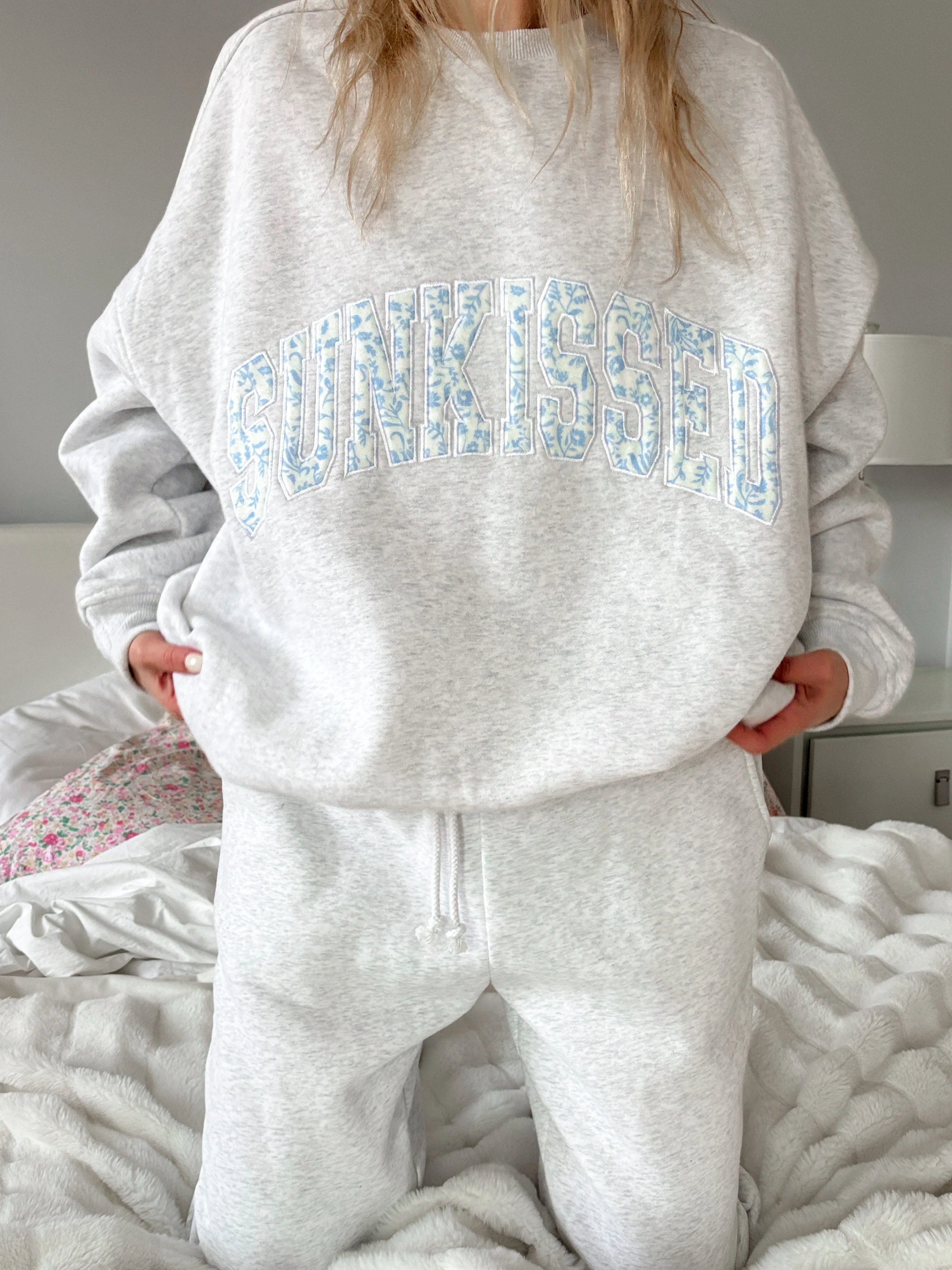 Pearl Grey Floral Sunkissed Embroider Sweatshirt - Image 17