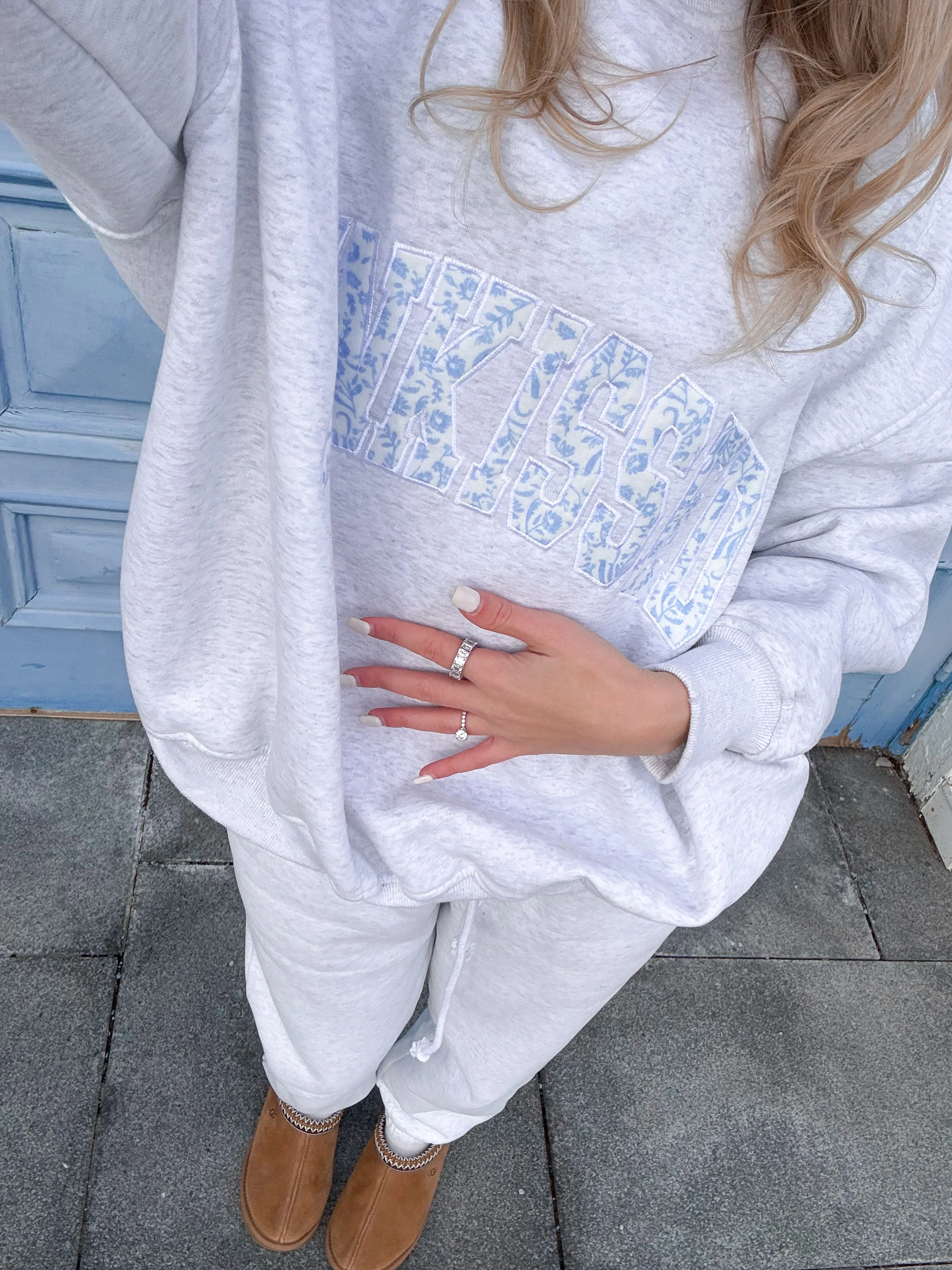 Pearl Grey Floral Sunkissed Embroider Sweatshirt - Image 3
