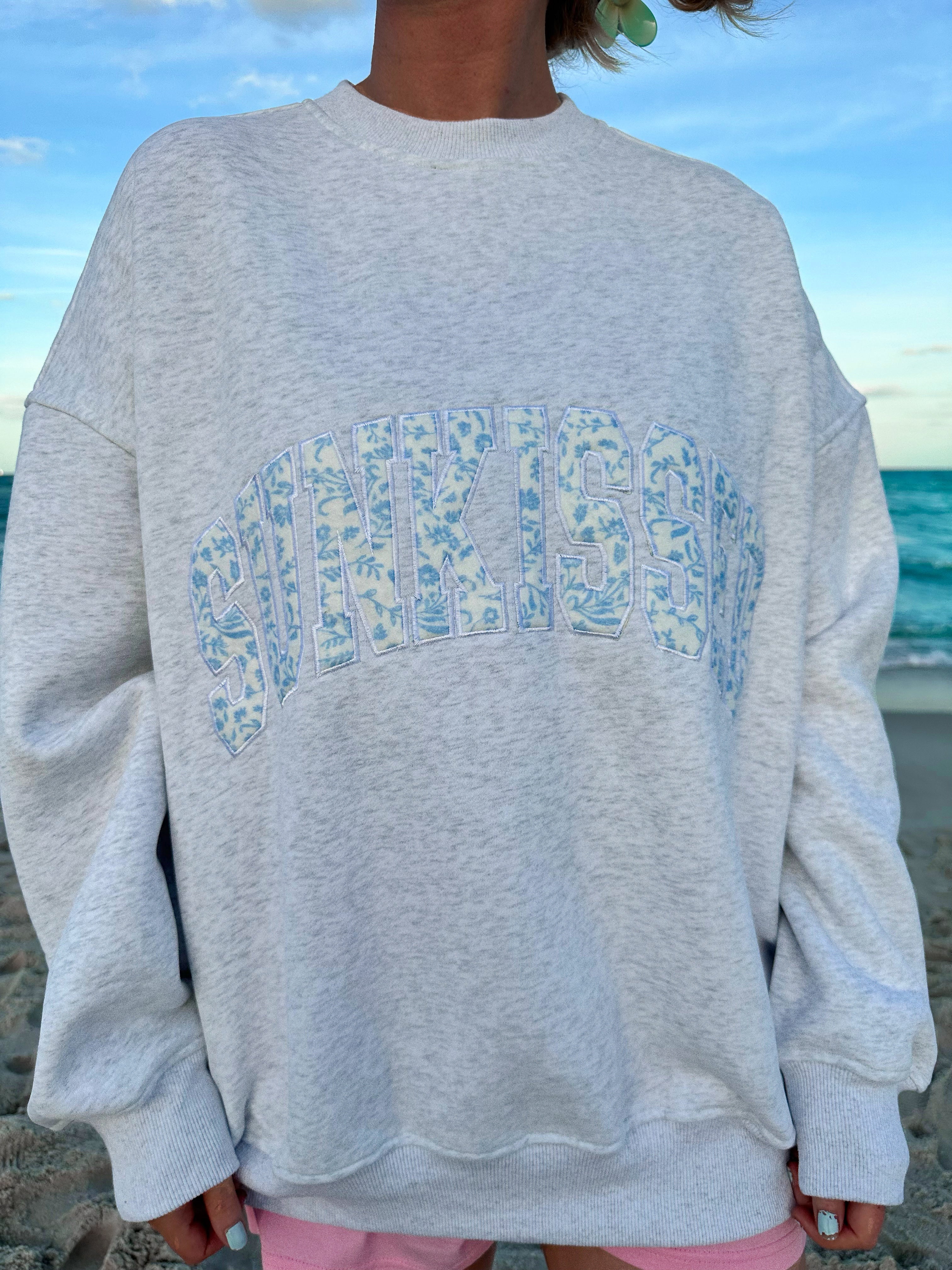 Pearl Grey Floral Sunkissed Embroider Sweatshirt - Image 4
