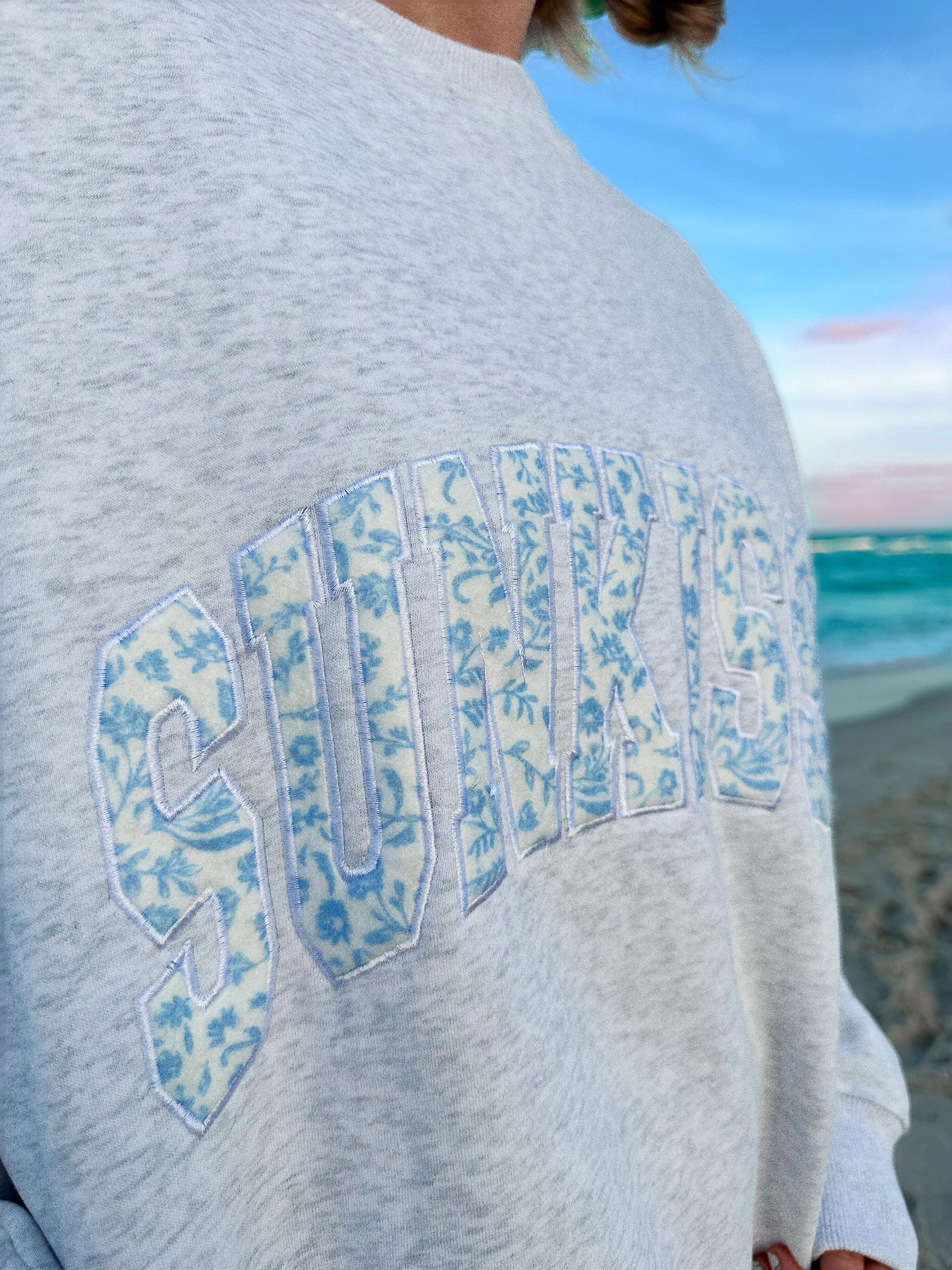 Pearl Grey Floral Sunkissed Embroider Sweatshirt - Image 7