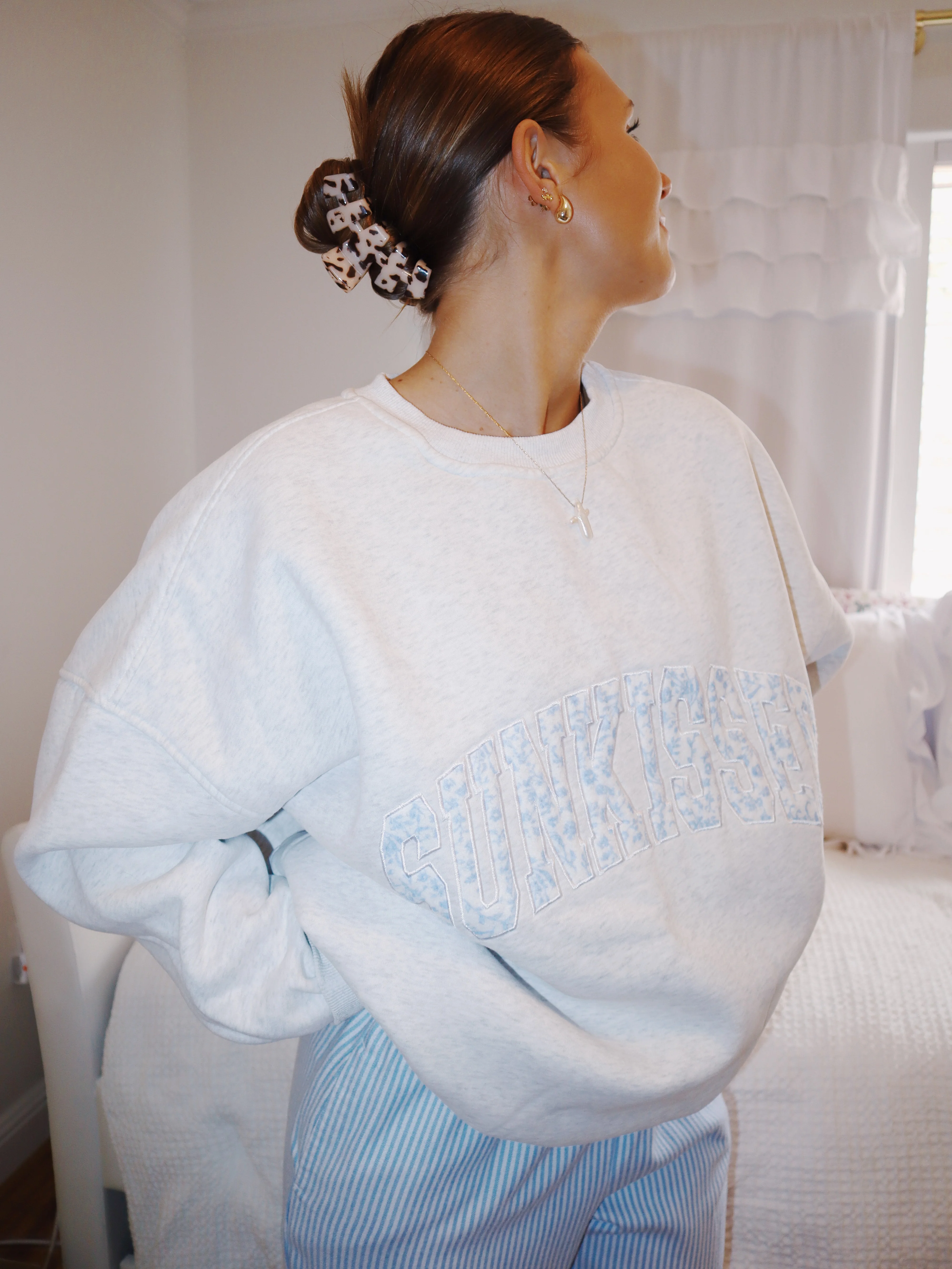 Pearl Grey Floral Sunkissed Embroider Sweatshirt - Image 8