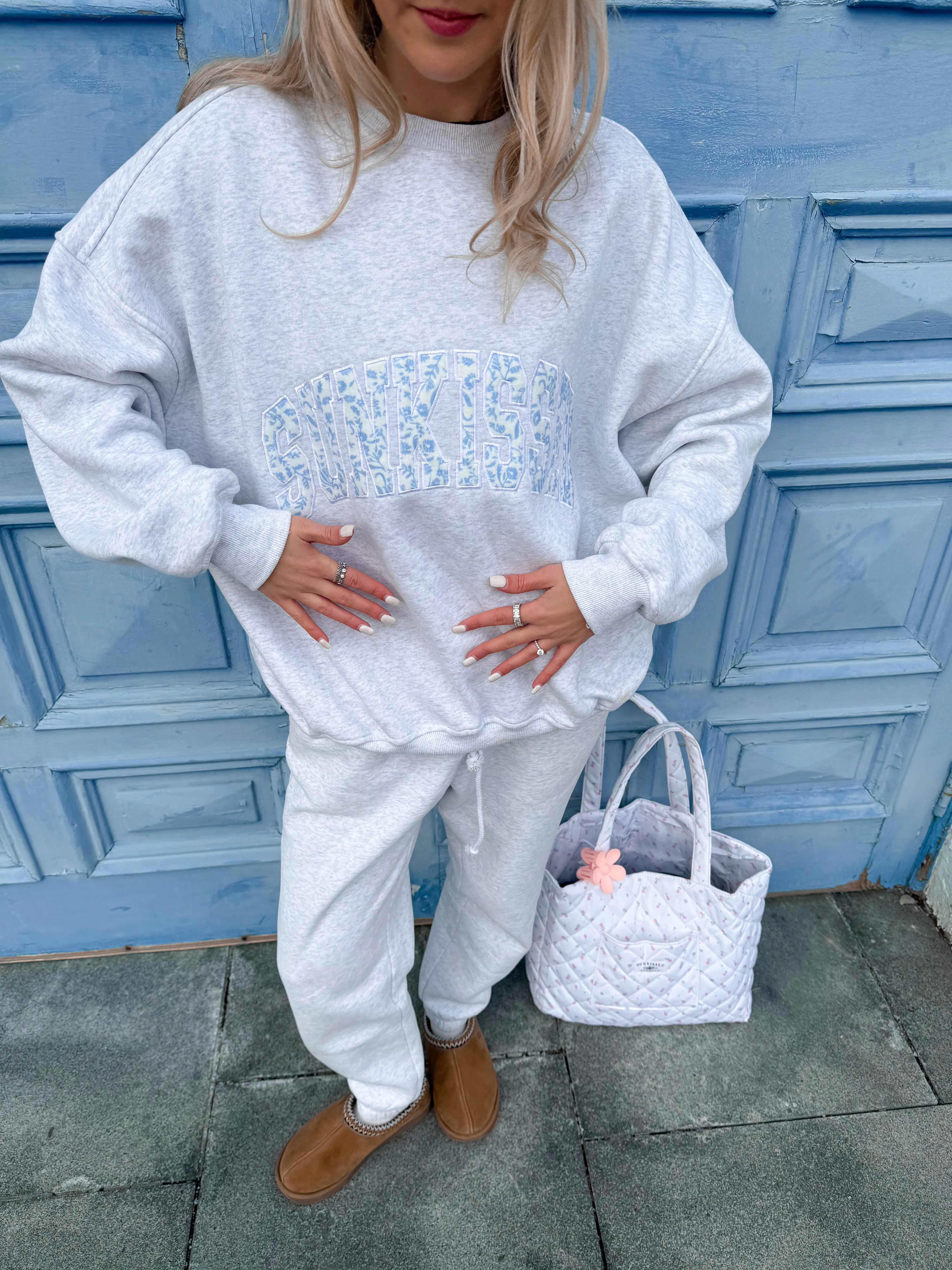 Pearl Grey Floral Sunkissed Embroider Sweatshirt - Image 9