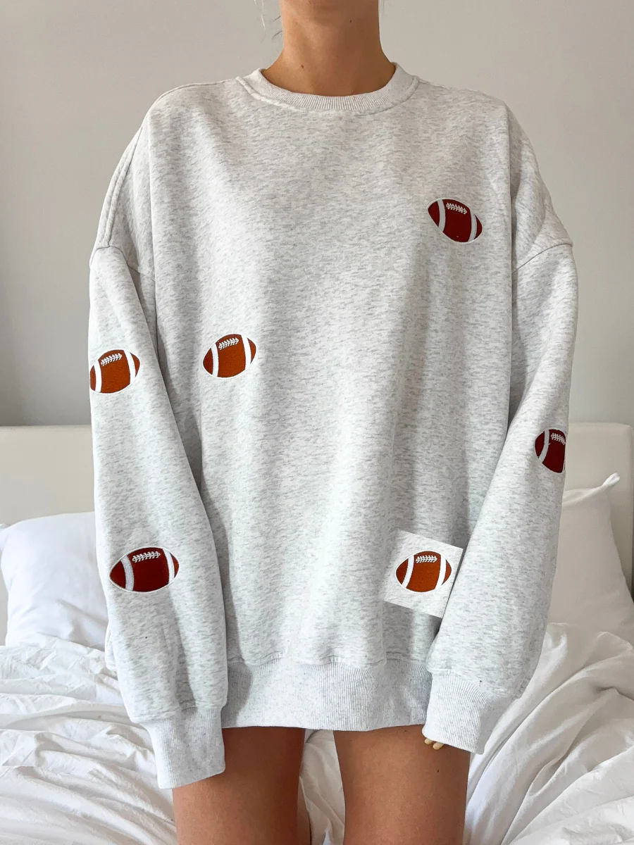 Football Embroidered Sweatshirt - Image 4
