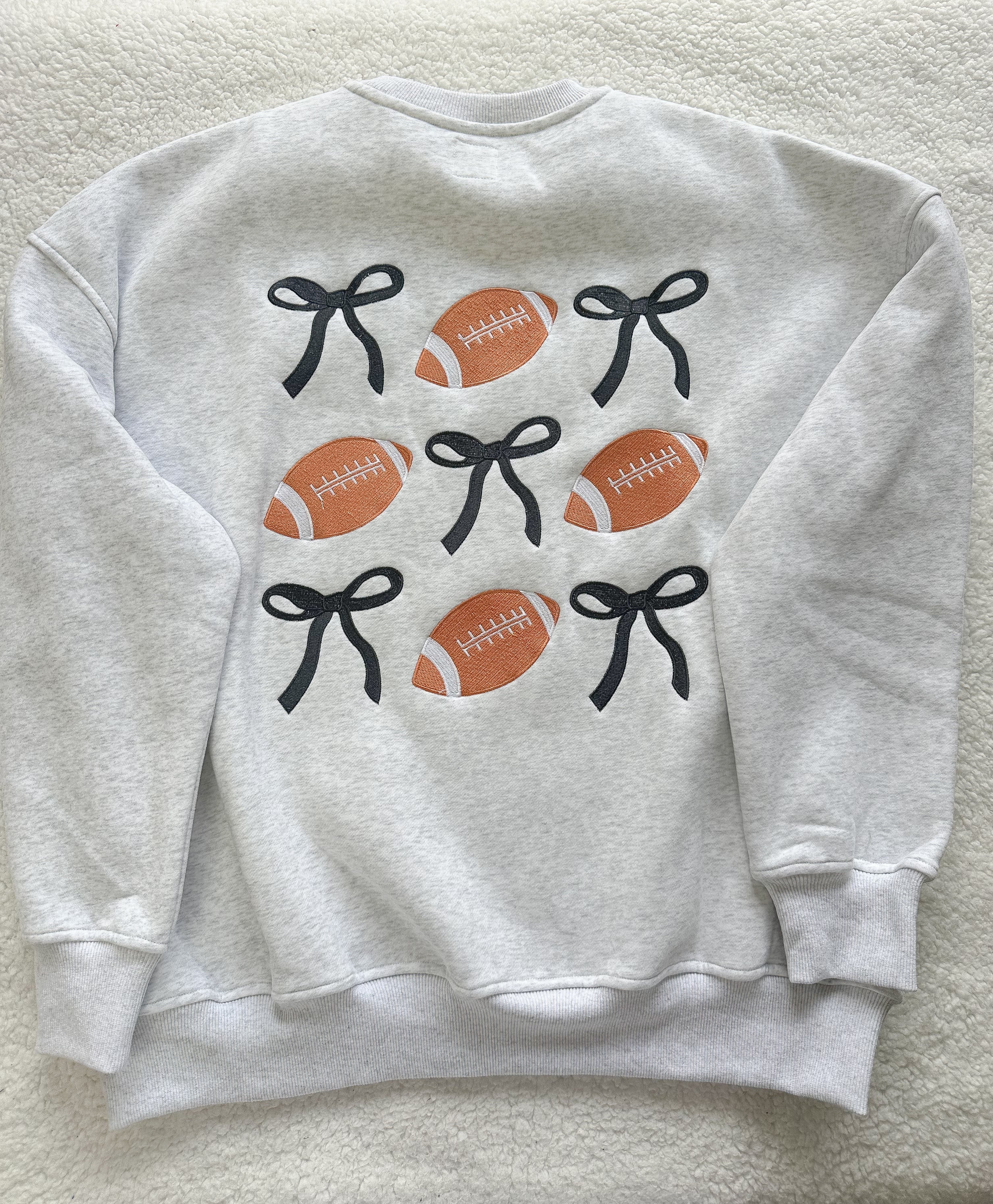 Game Day Embroider Football Bows Sweatshirt - Image 4