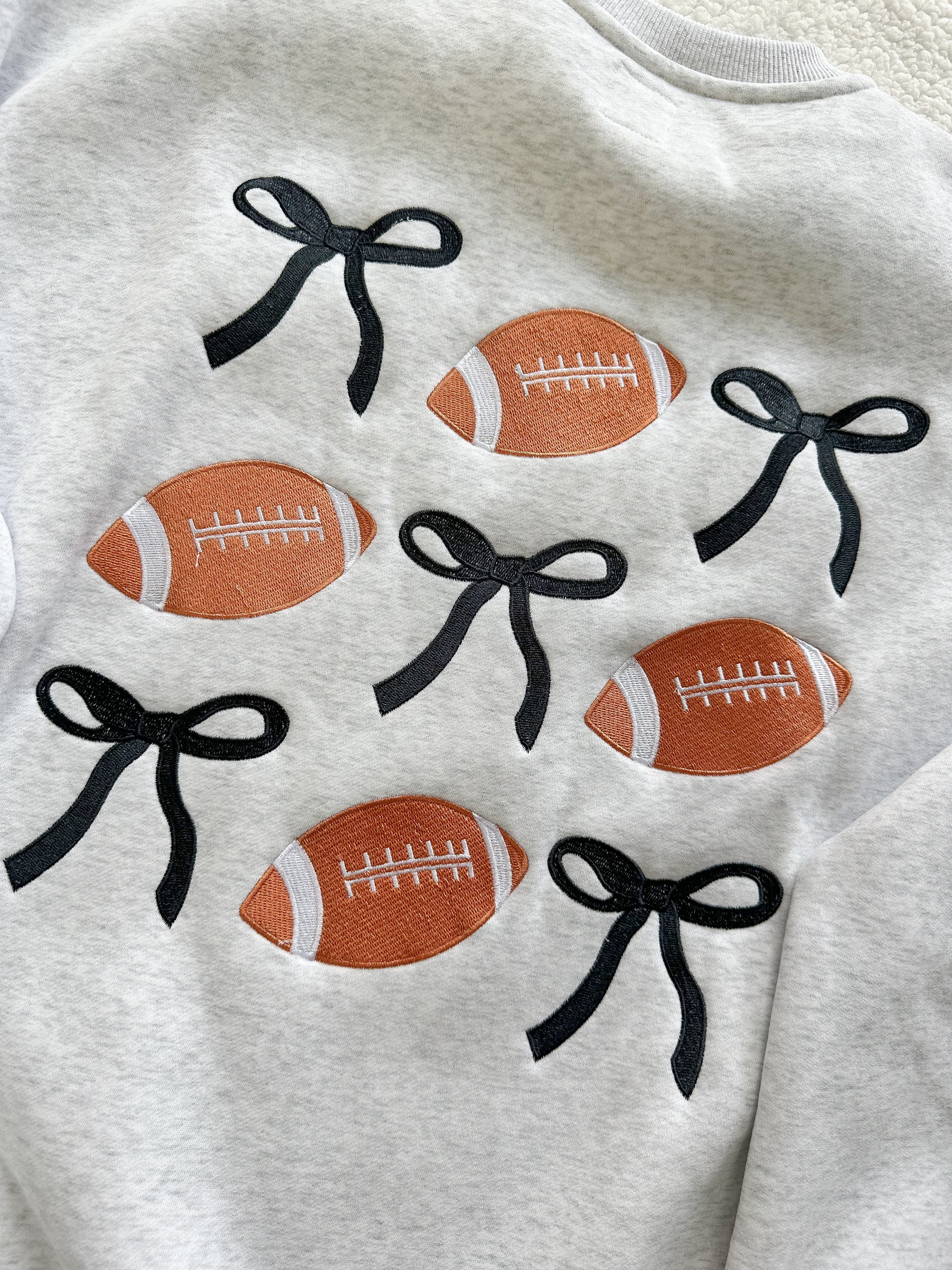 Game Day Embroider Football Bows Sweatshirt - Image 5