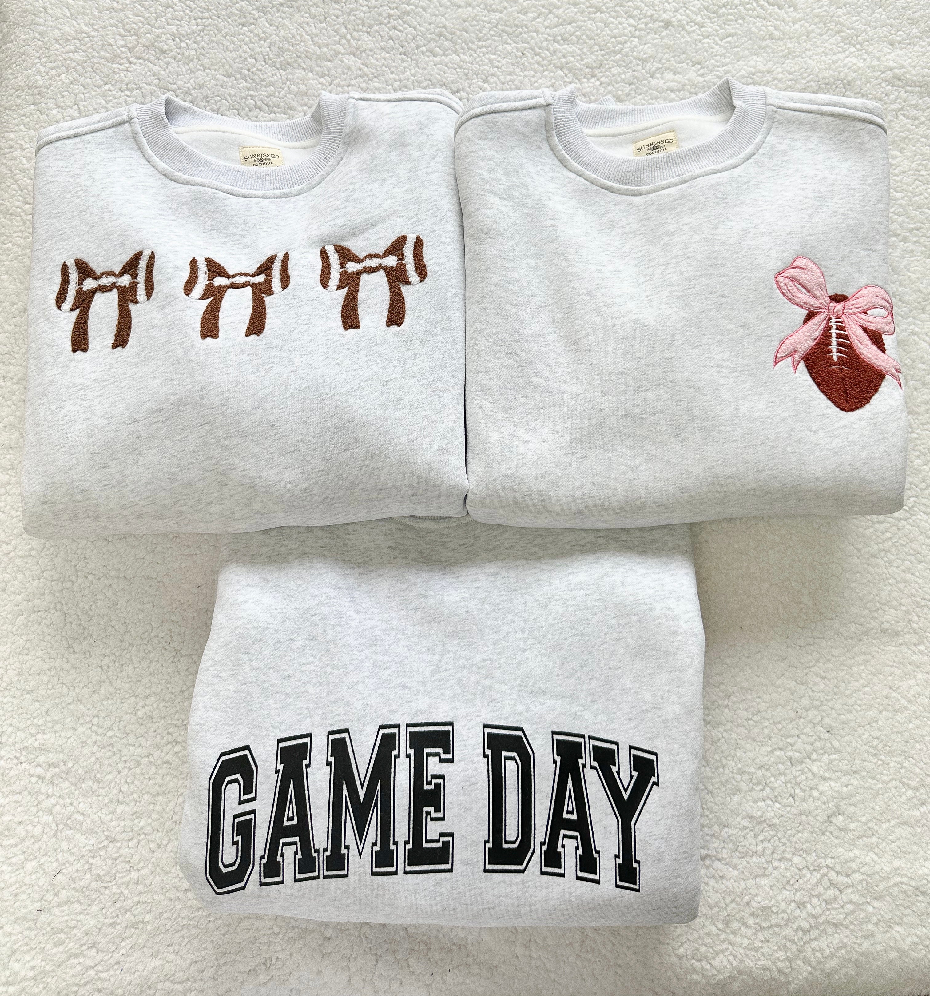 Game Day Embroider Football Bows Sweatshirt - Image 6