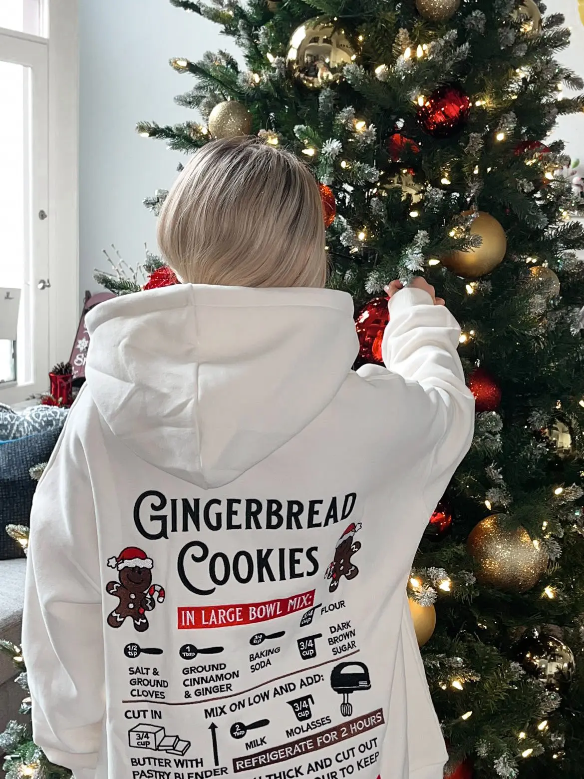 Ivory Gingerbread Recipe Christmas Embroider Hoodie - Image 19