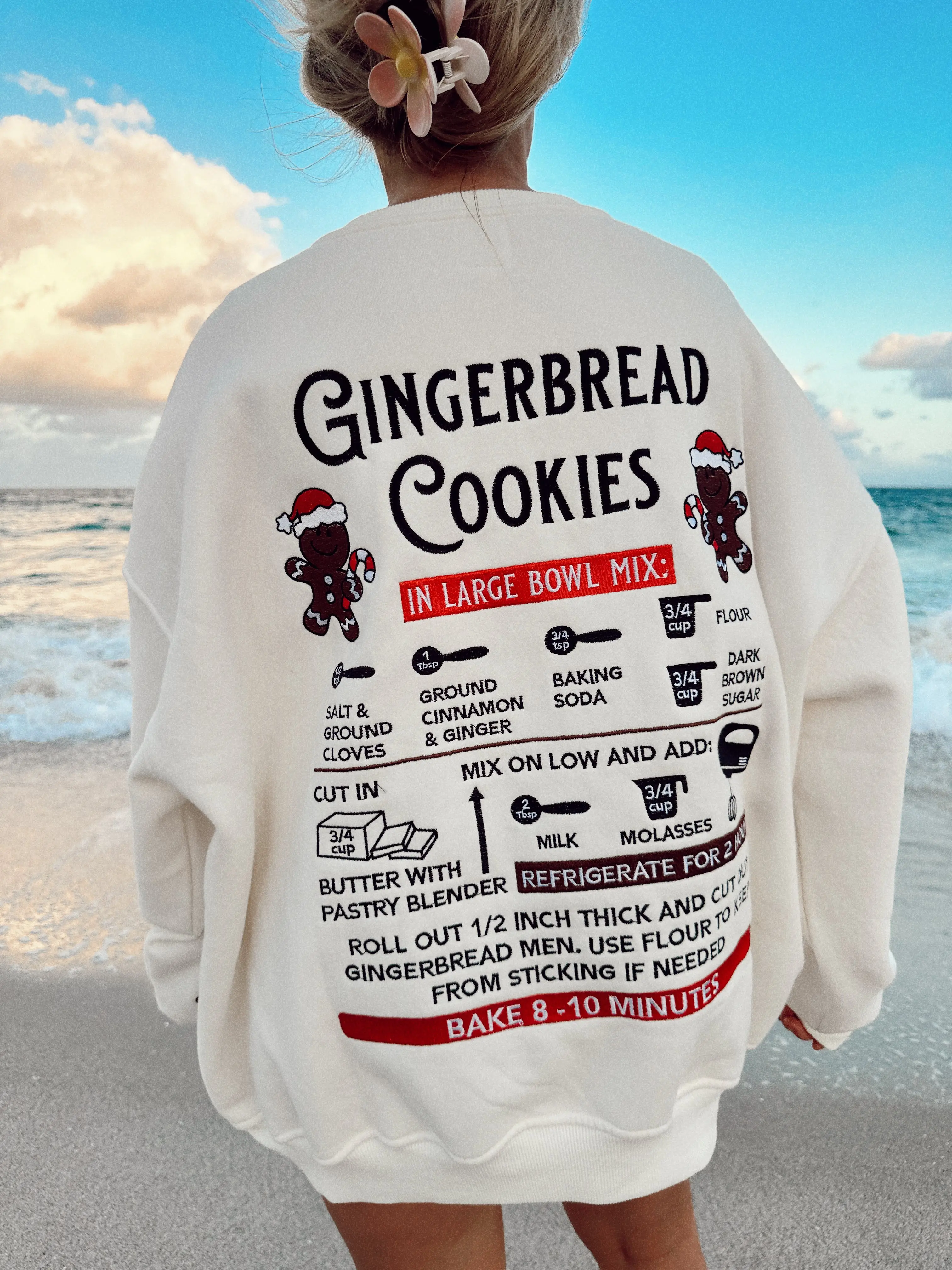 Ivory Gingerbread Recipe Christmas Embroider Sweatshirt - Image 11