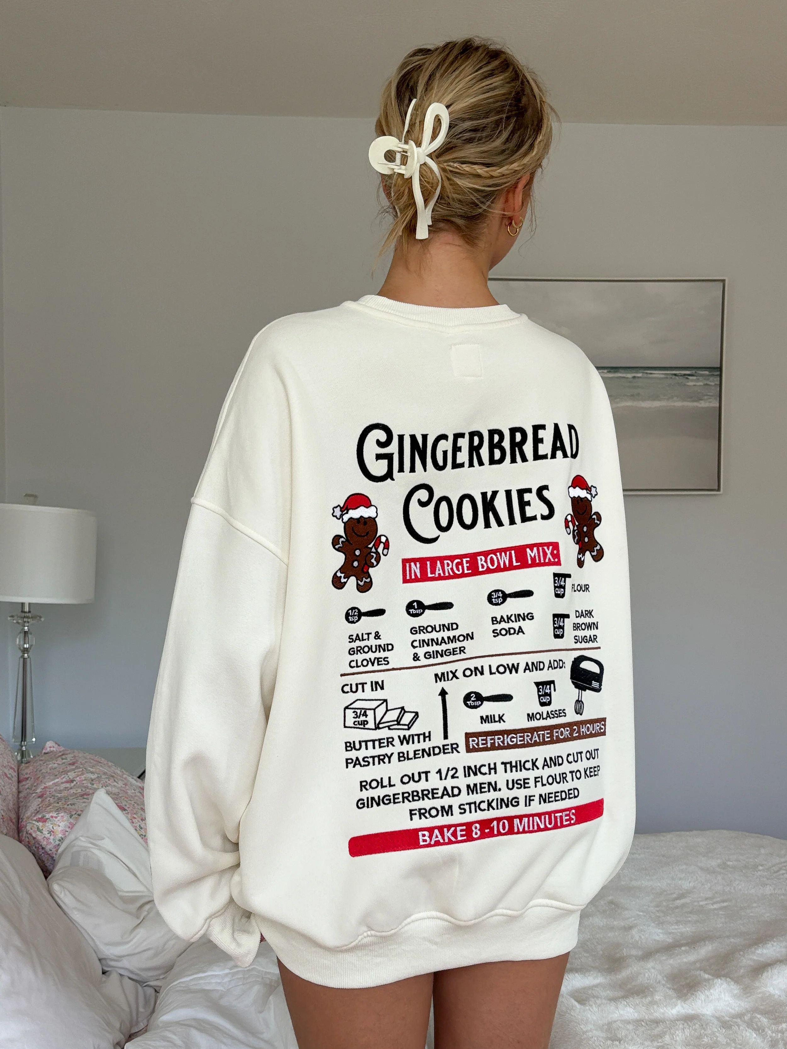 Ivory Gingerbread Recipe Christmas Embroider Sweatshirt - Image 17