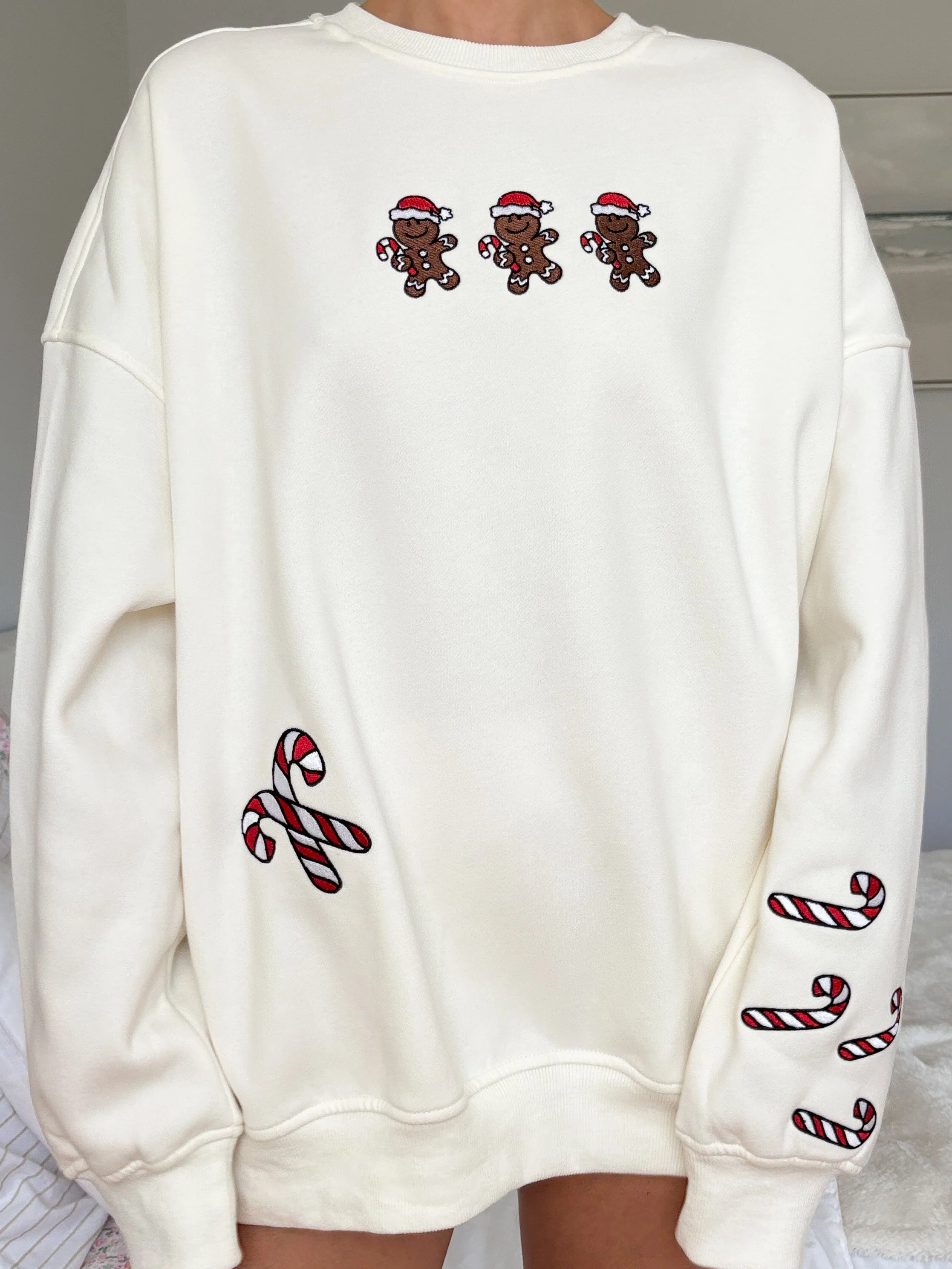 Ivory Gingerbread Recipe Christmas Embroider Sweatshirt - Image 18