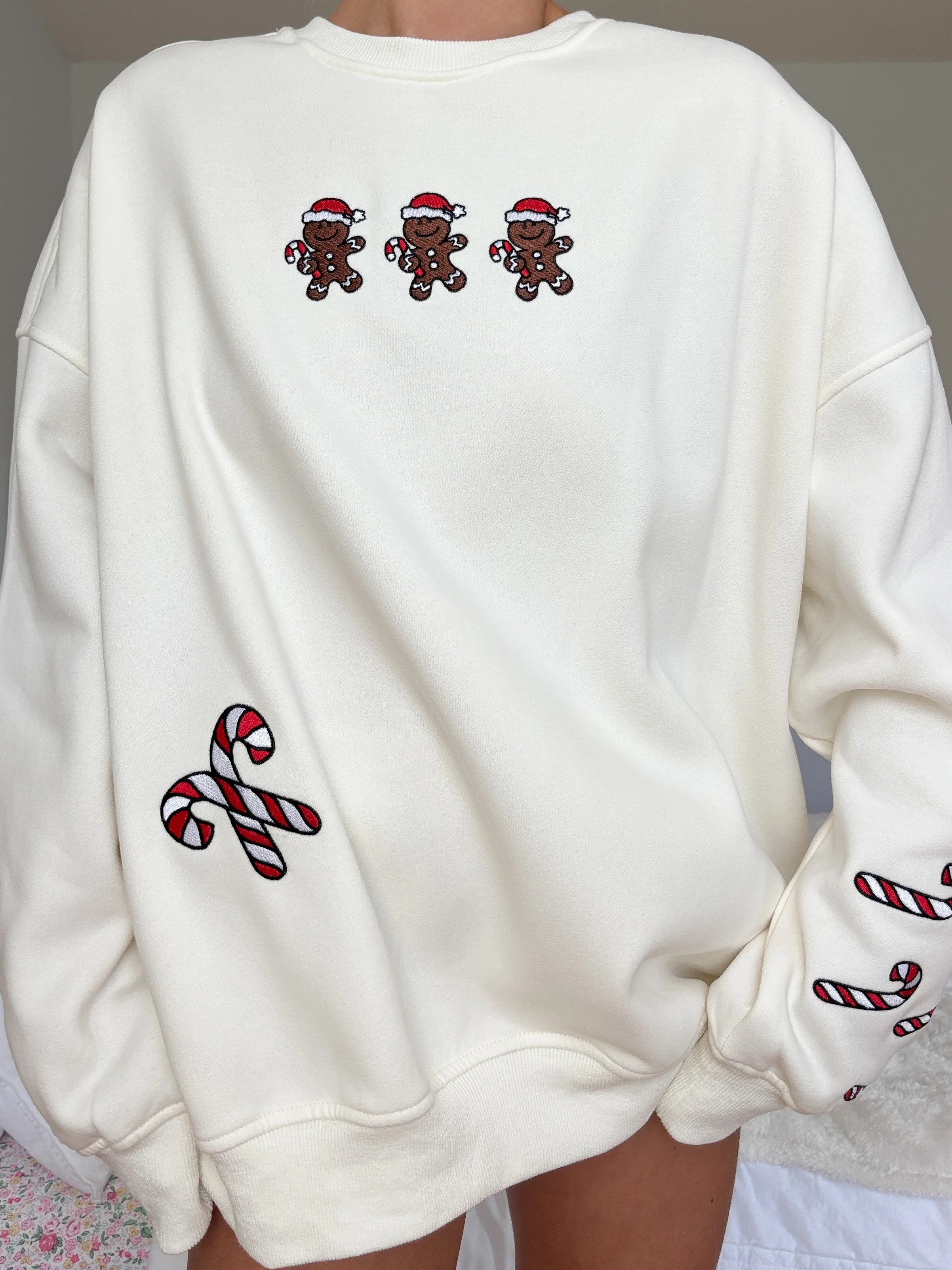 Ivory Gingerbread Recipe Christmas Embroider Sweatshirt - Image 2
