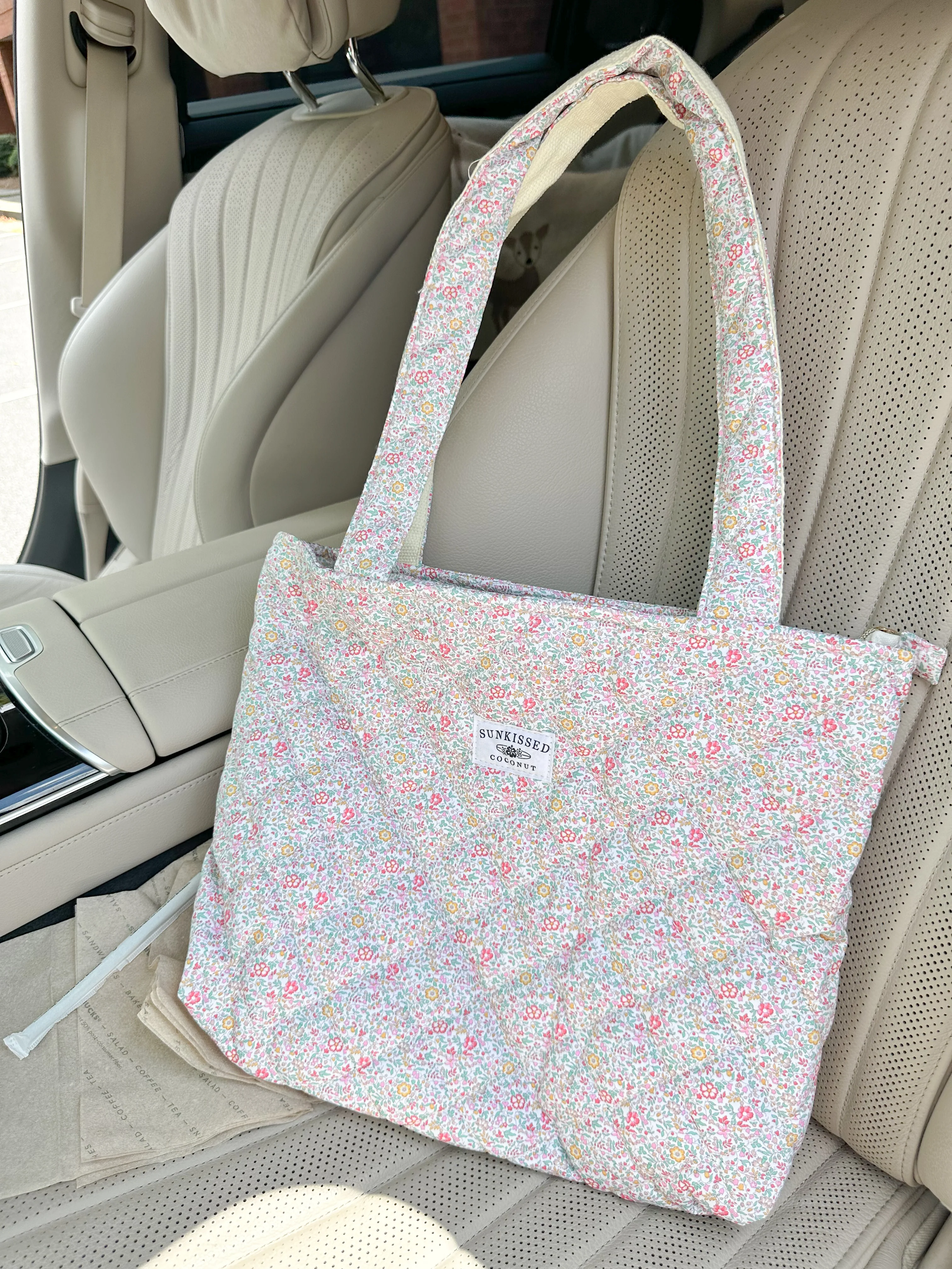 Floral Day In The Park Handmade Tote Zipper Bag - Image 12
