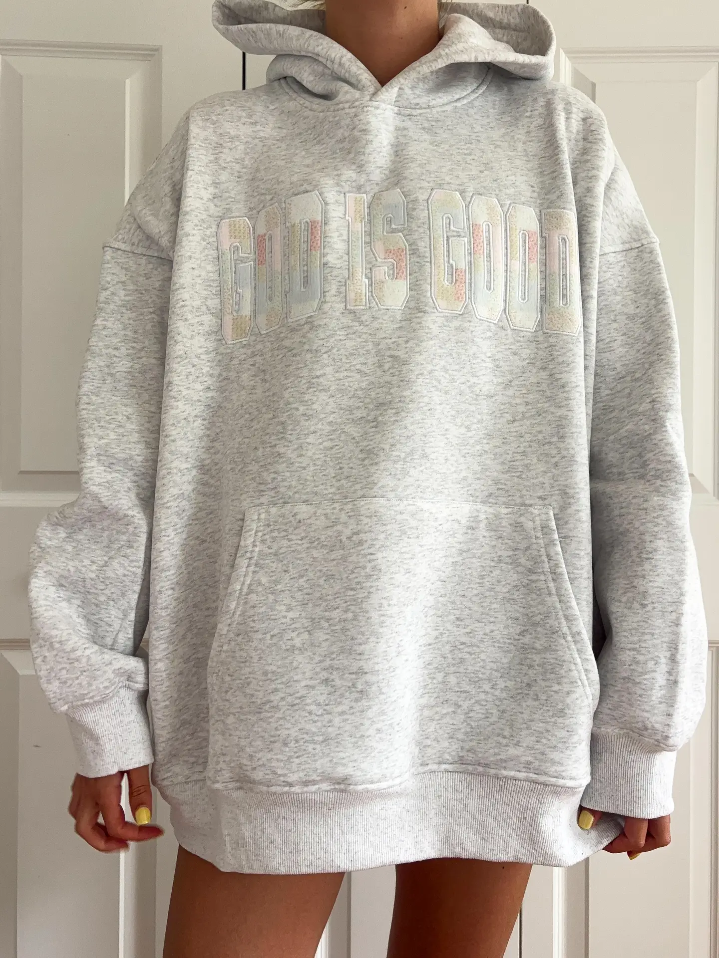 God Is Good Quilted Pastel Embroidered Hoodie - Image 5