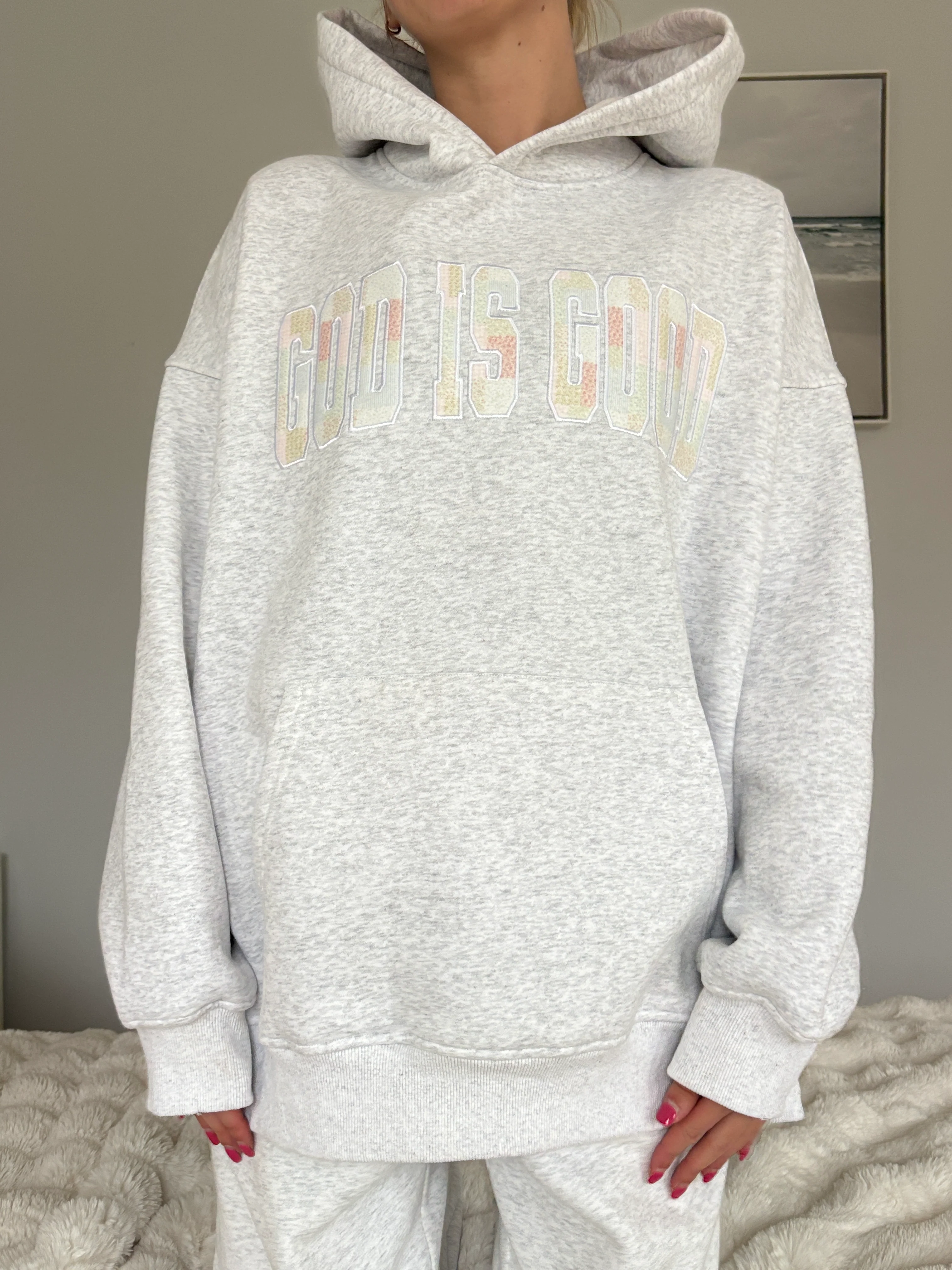 God Is Good Quilted Pastel Embroidered Hoodie - Image 8
