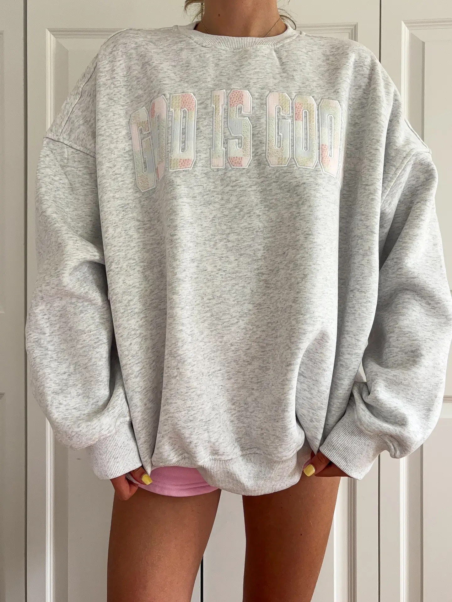 God Is Good Quilted Pastel Embroidered Sweatshirt - Image 2