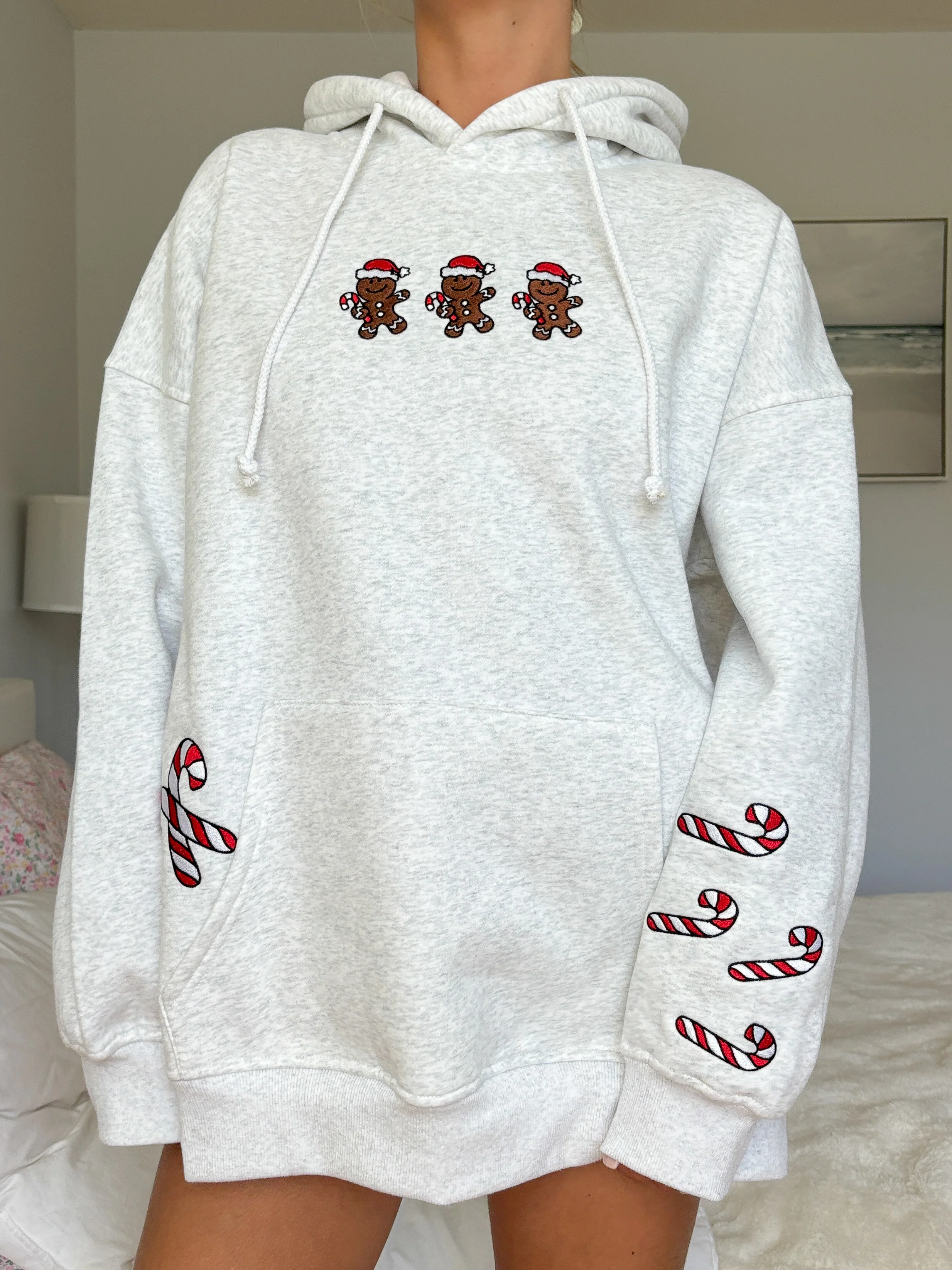 Pearl Grey Gingerbread Recipe Christmas Embroider Hoodie - Image 12