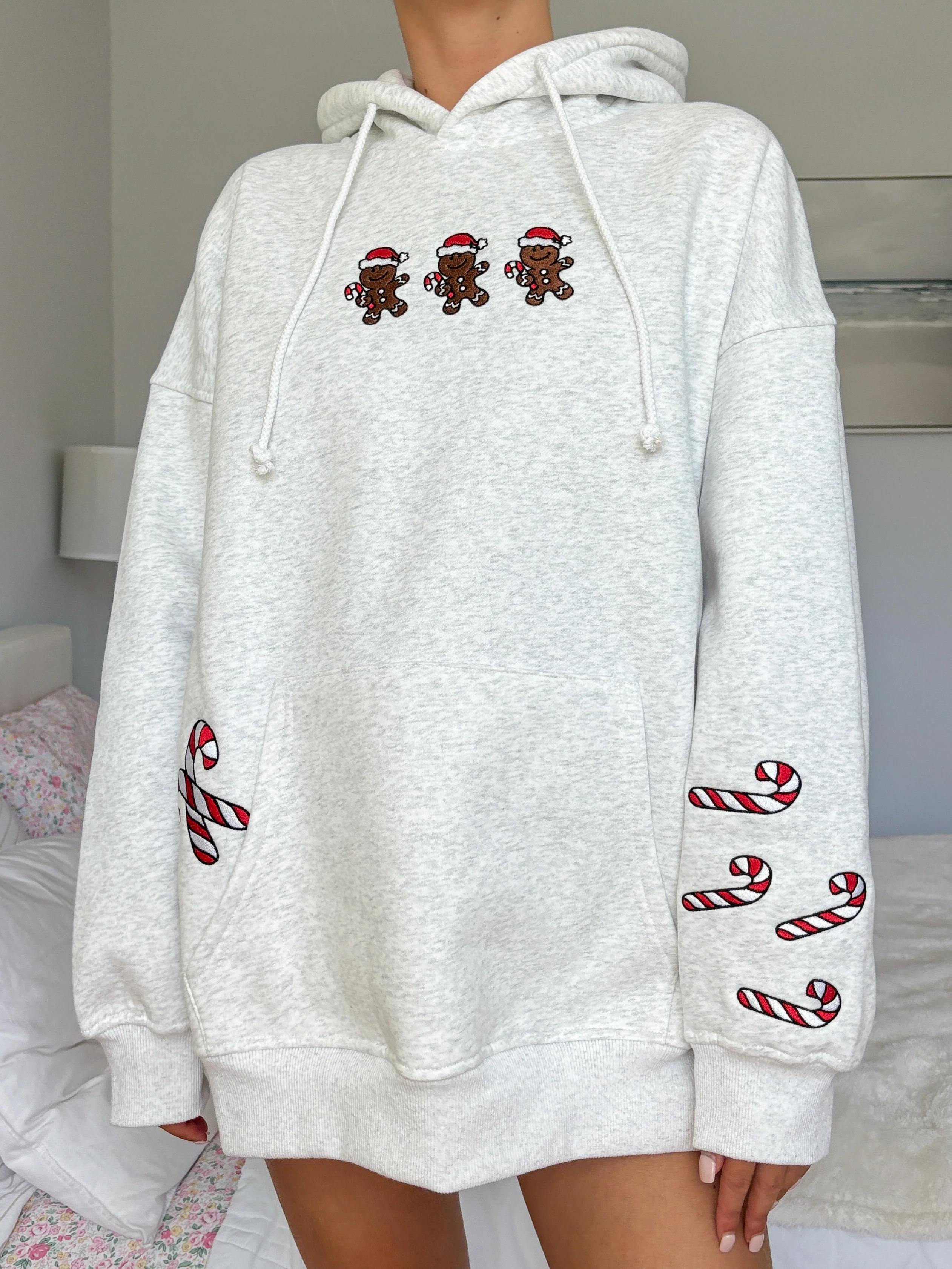Pearl Grey Gingerbread Recipe Christmas Embroider Hoodie - Image 13
