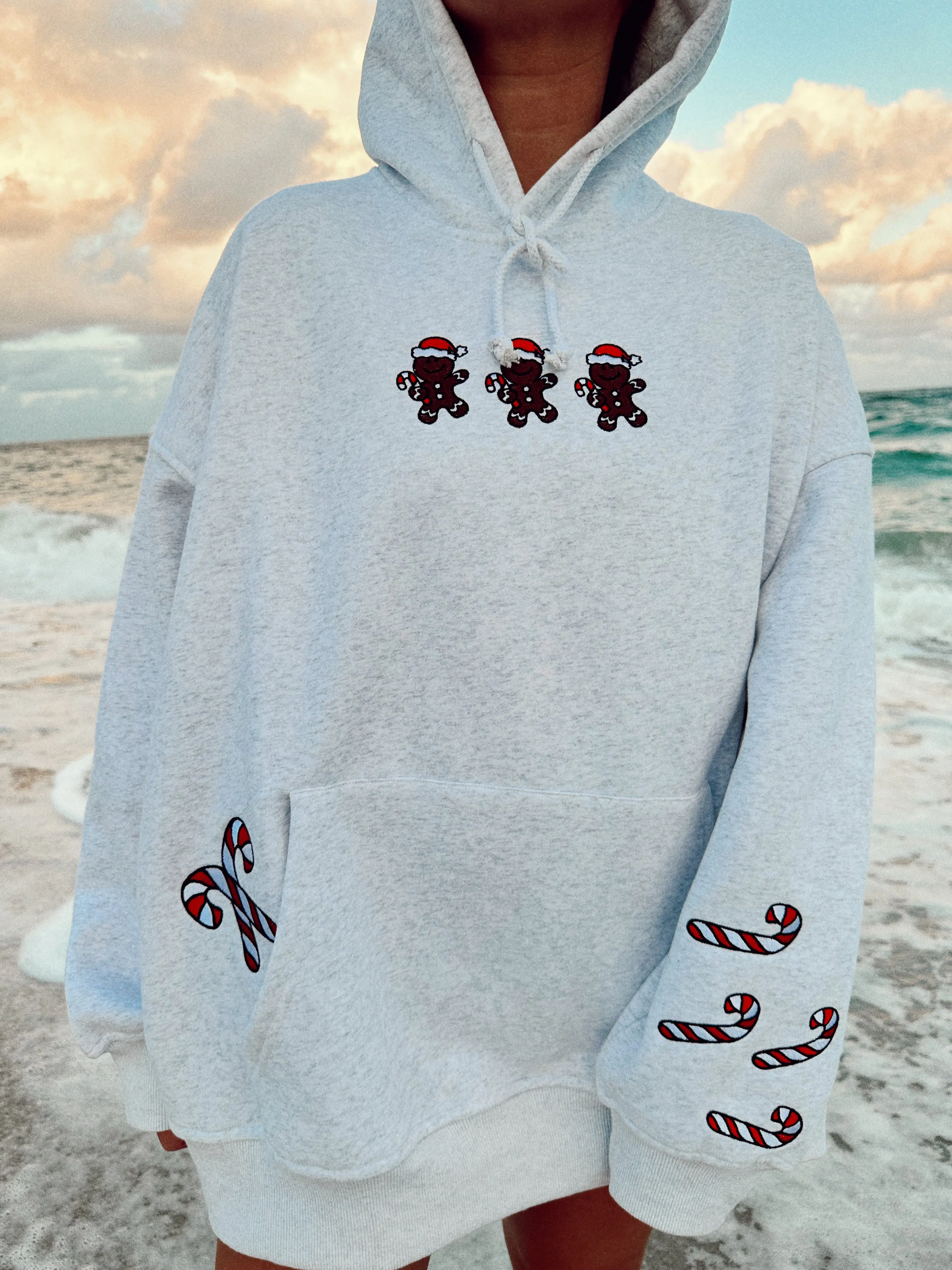 Pearl Grey Gingerbread Recipe Christmas Embroider Hoodie - Image 2