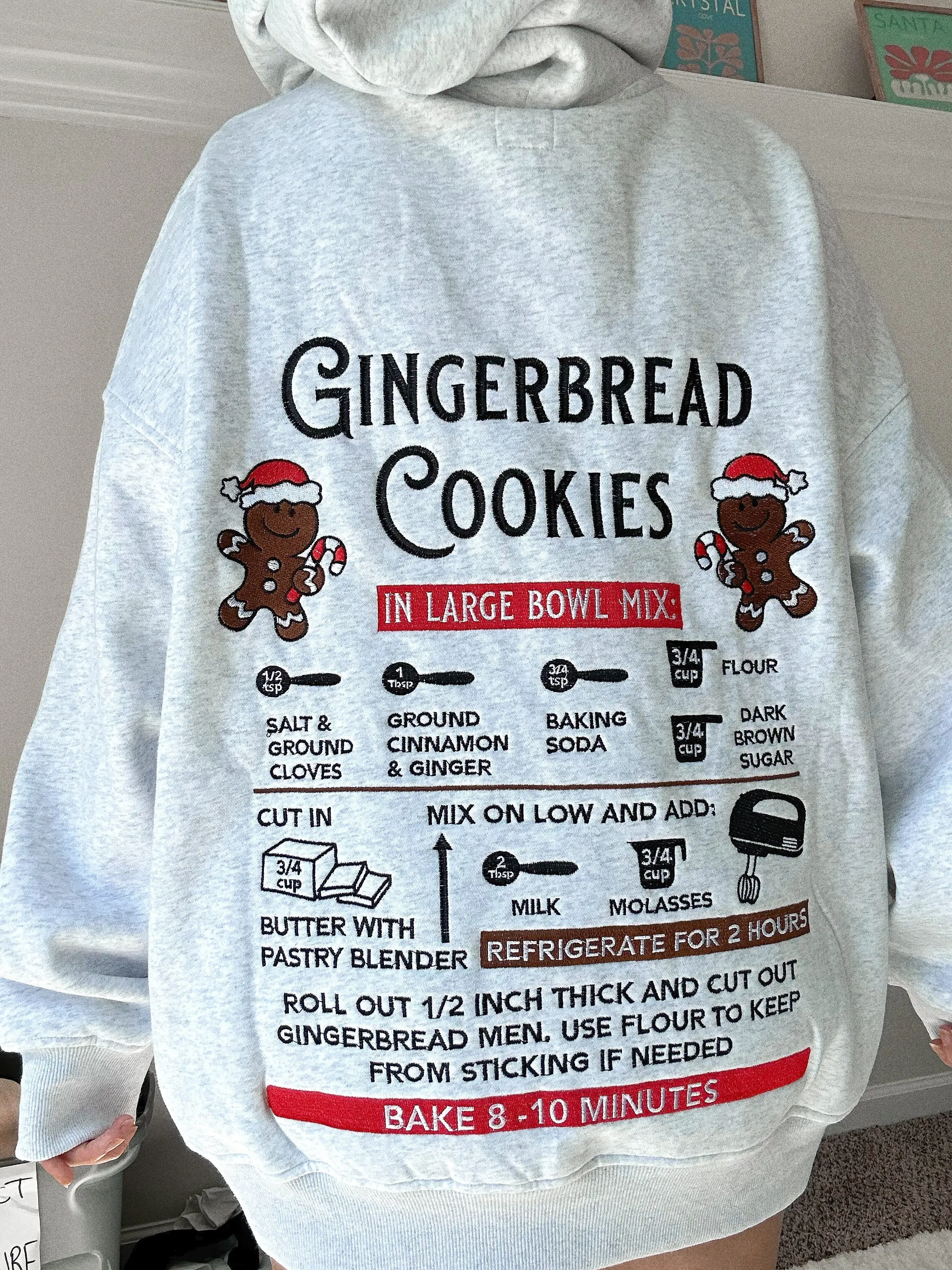 Pearl Grey Gingerbread Recipe Christmas Embroider Hoodie - Image 4