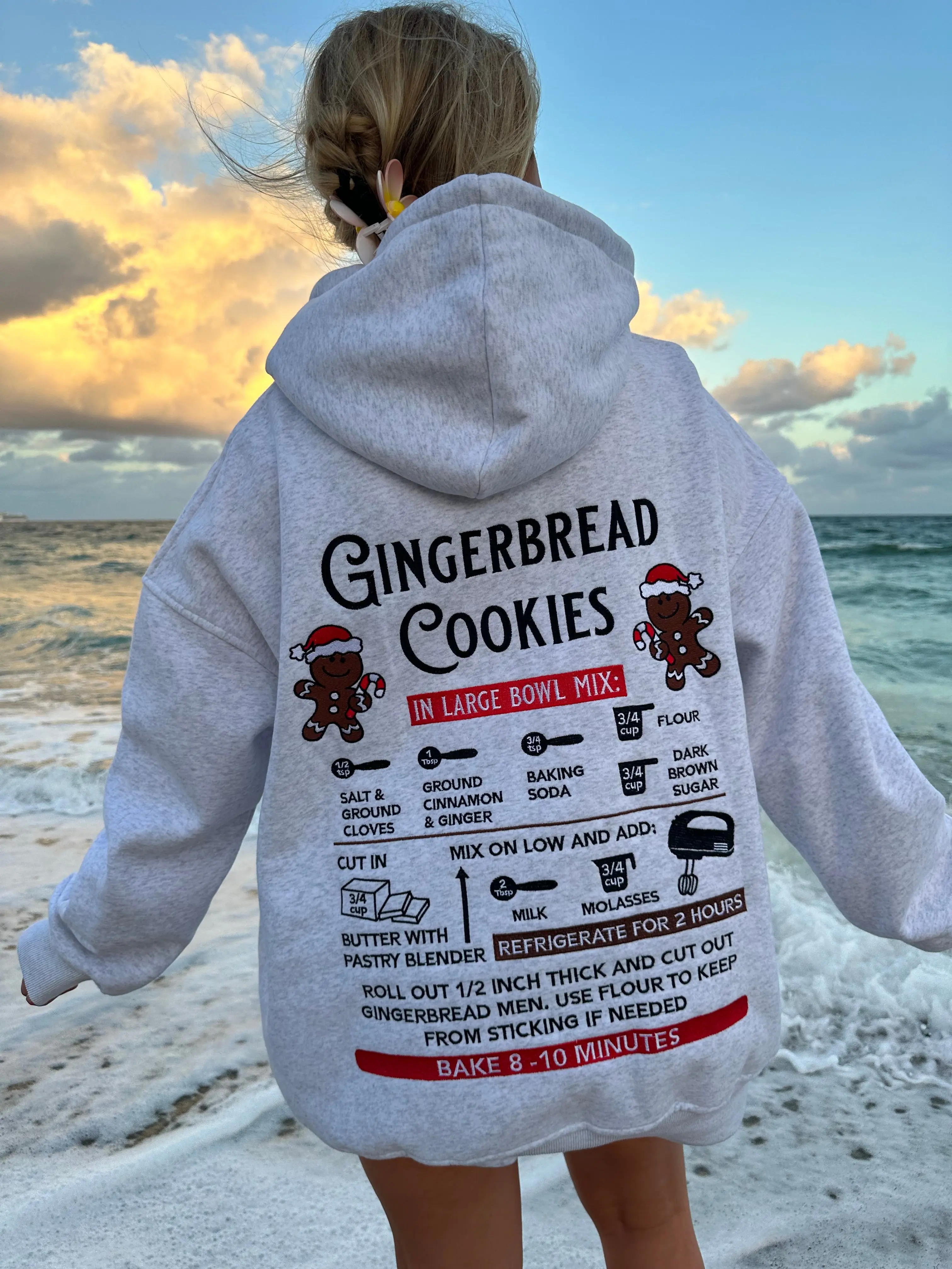 Pearl Grey Gingerbread Recipe Christmas Embroider Hoodie - Image 5