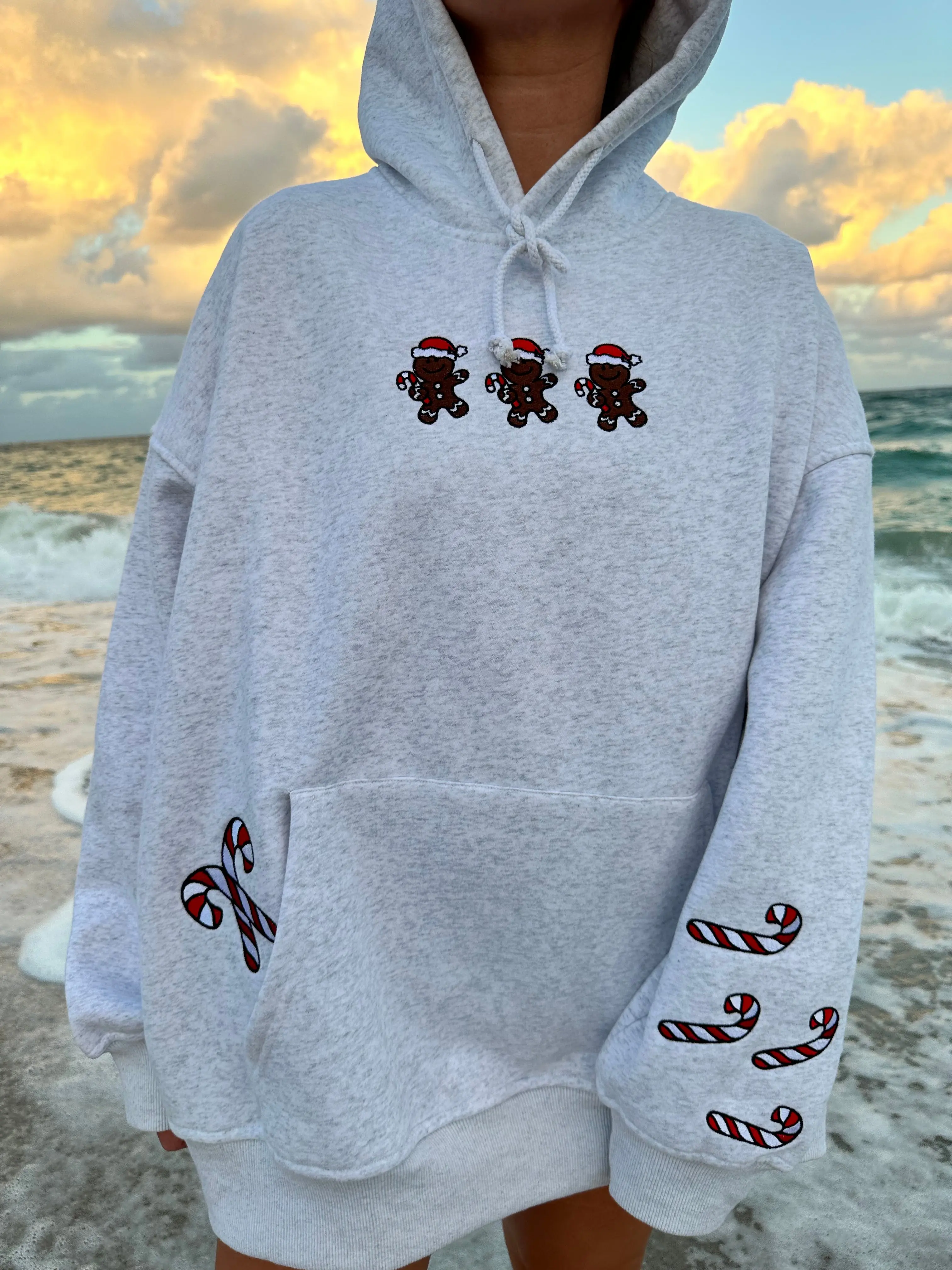 Pearl Grey Gingerbread Recipe Christmas Embroider Hoodie - Image 6