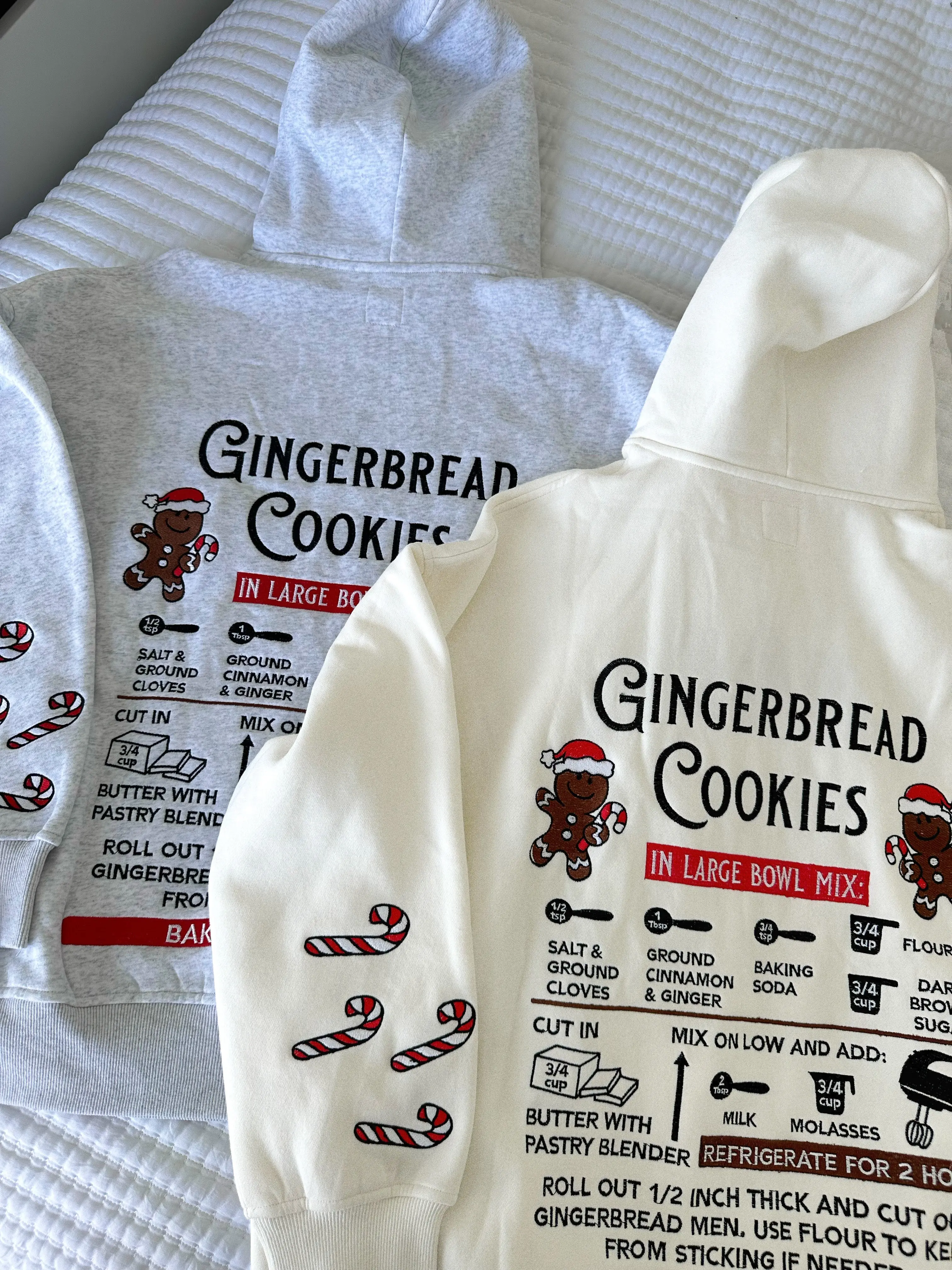 Pearl Grey Gingerbread Recipe Christmas Embroider Hoodie - Image 7