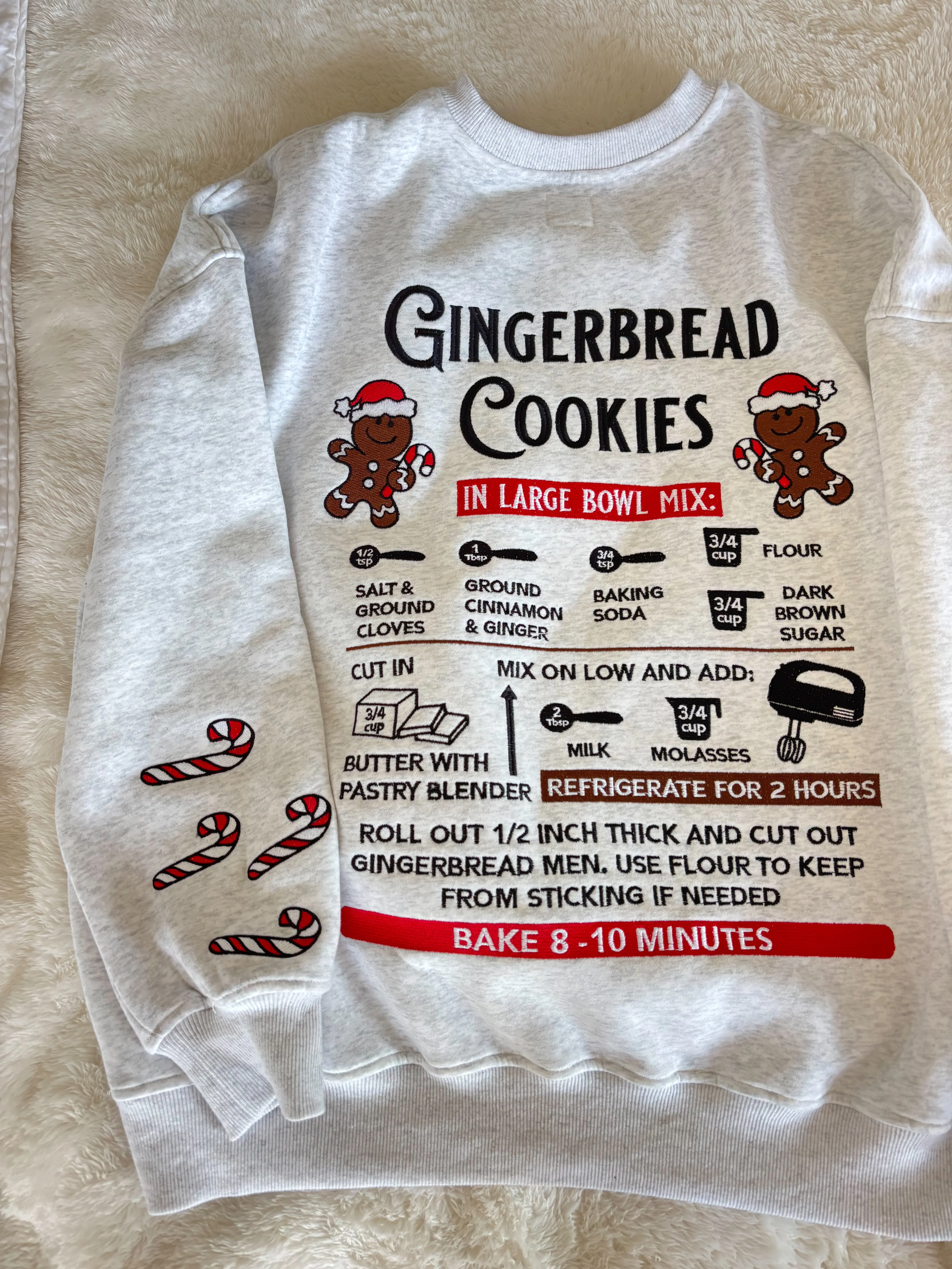 Pearl Grey Gingerbread Recipe Christmas Embroider Sweatshirt - Image 15