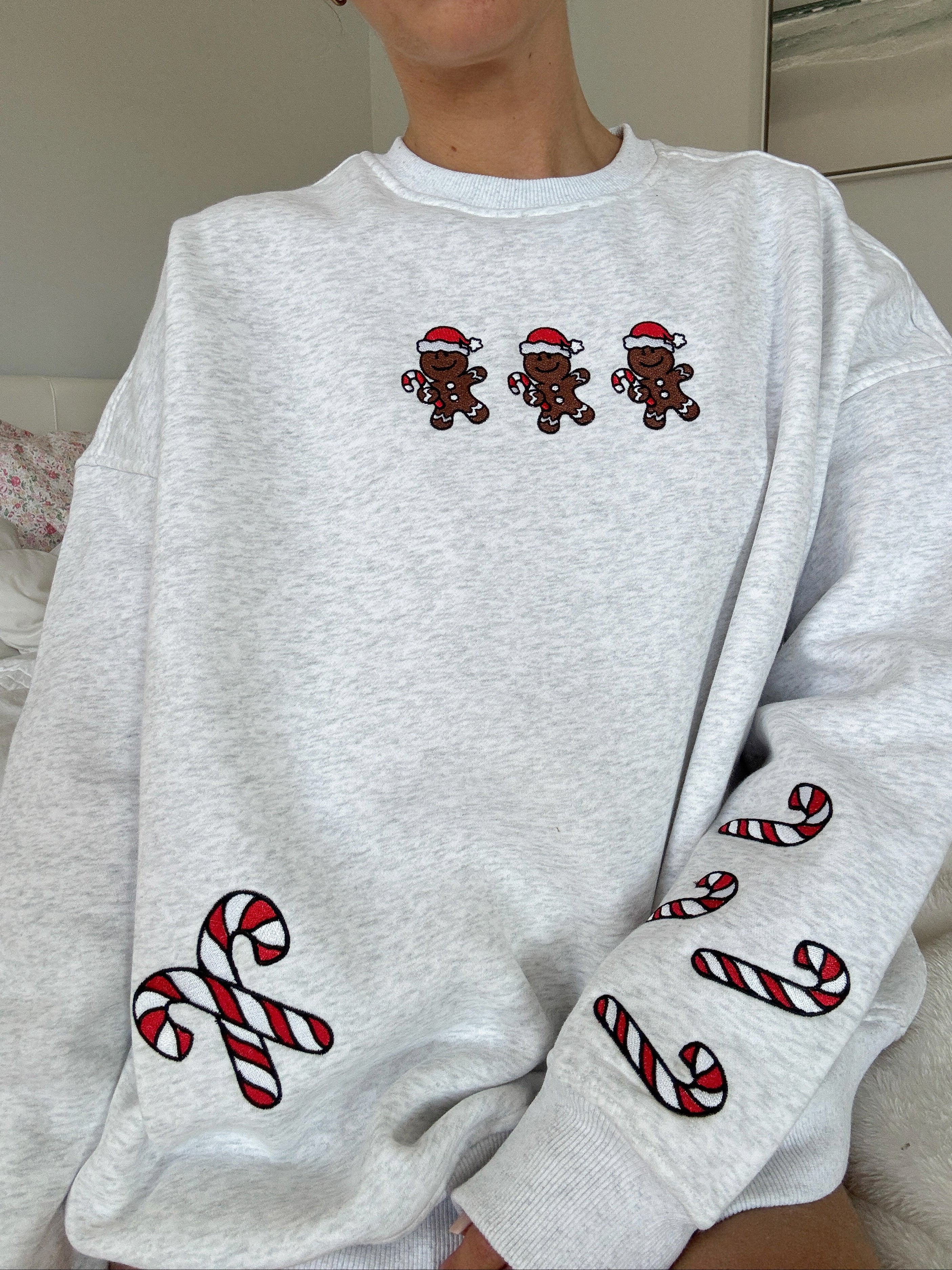Pearl Grey Gingerbread Recipe Christmas Embroider Sweatshirt - Image 16
