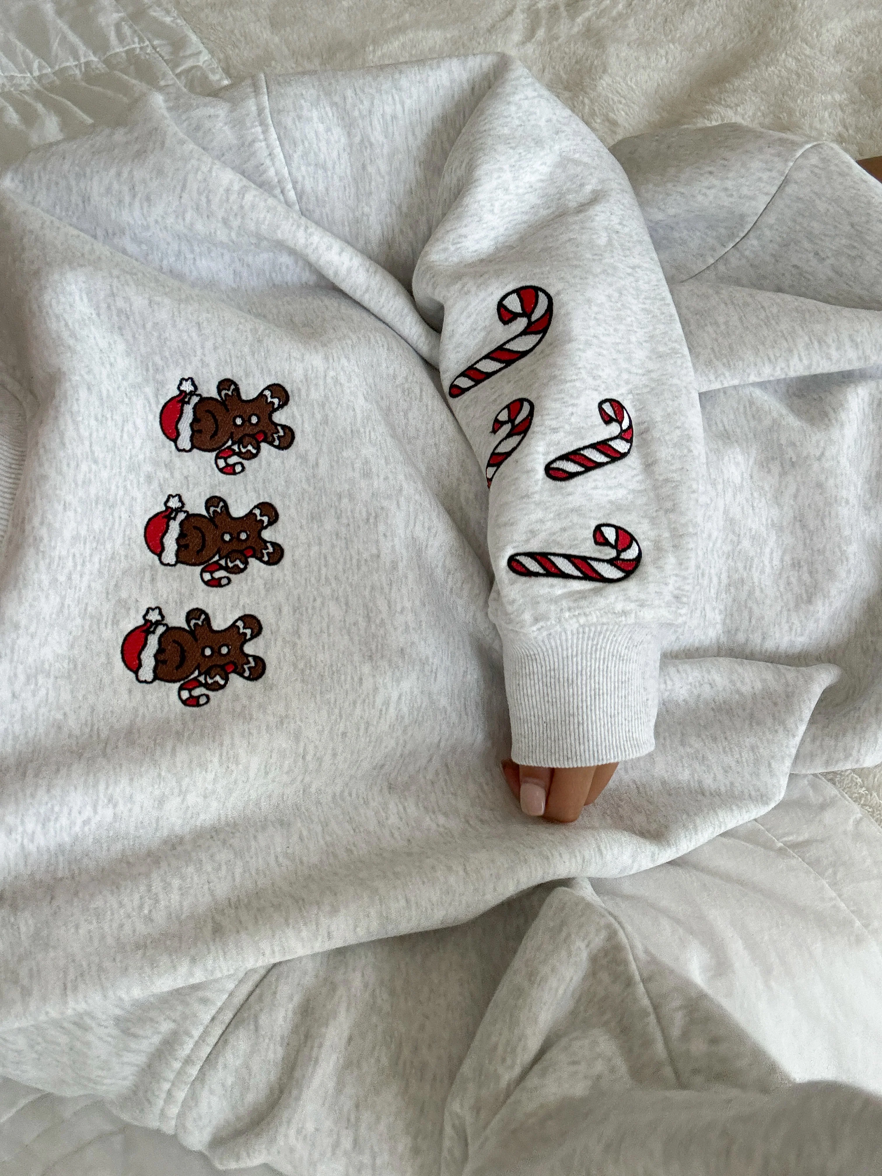 Pearl Grey Gingerbread Recipe Christmas Embroider Sweatshirt - Image 17