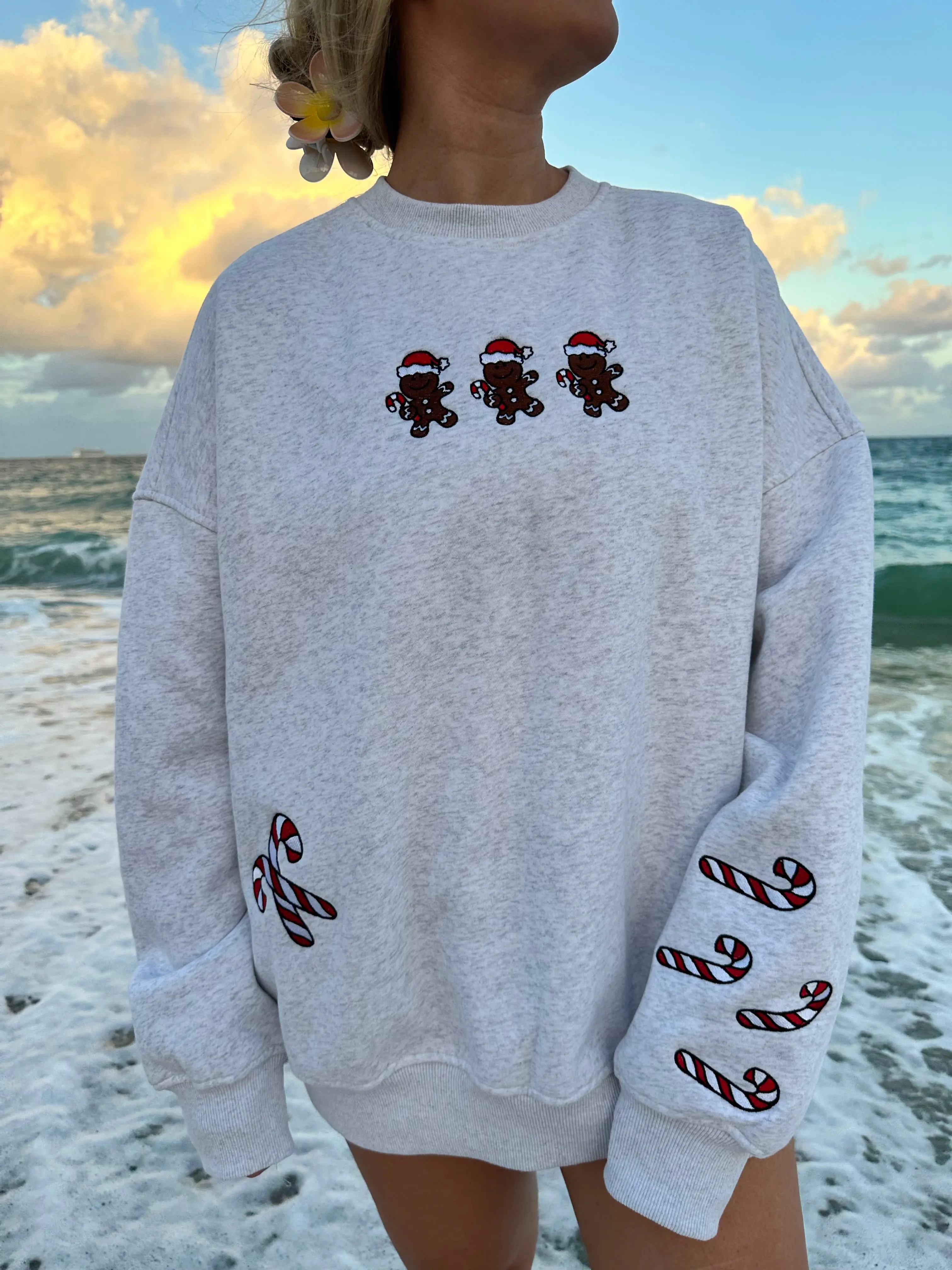 Pearl Grey Gingerbread Recipe Christmas Embroider Sweatshirt - Image 6