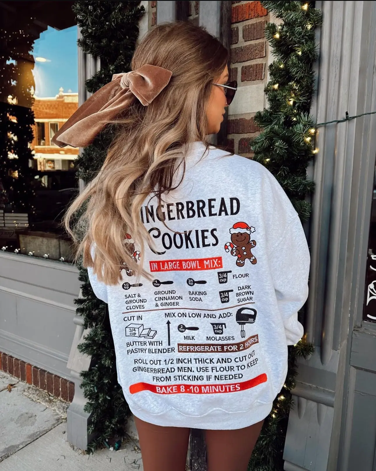 Pearl Grey Gingerbread Recipe Christmas Embroider Sweatshirt - Image 8