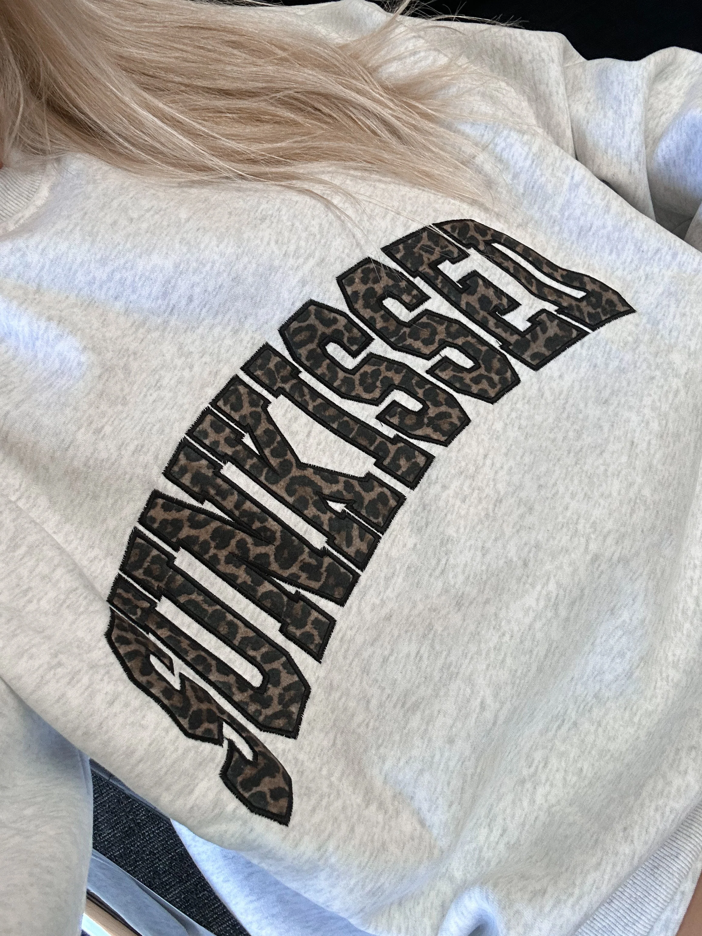 Pearl Grey Sunkissed Leopard Print Embroider Sweatshirt - Image 3