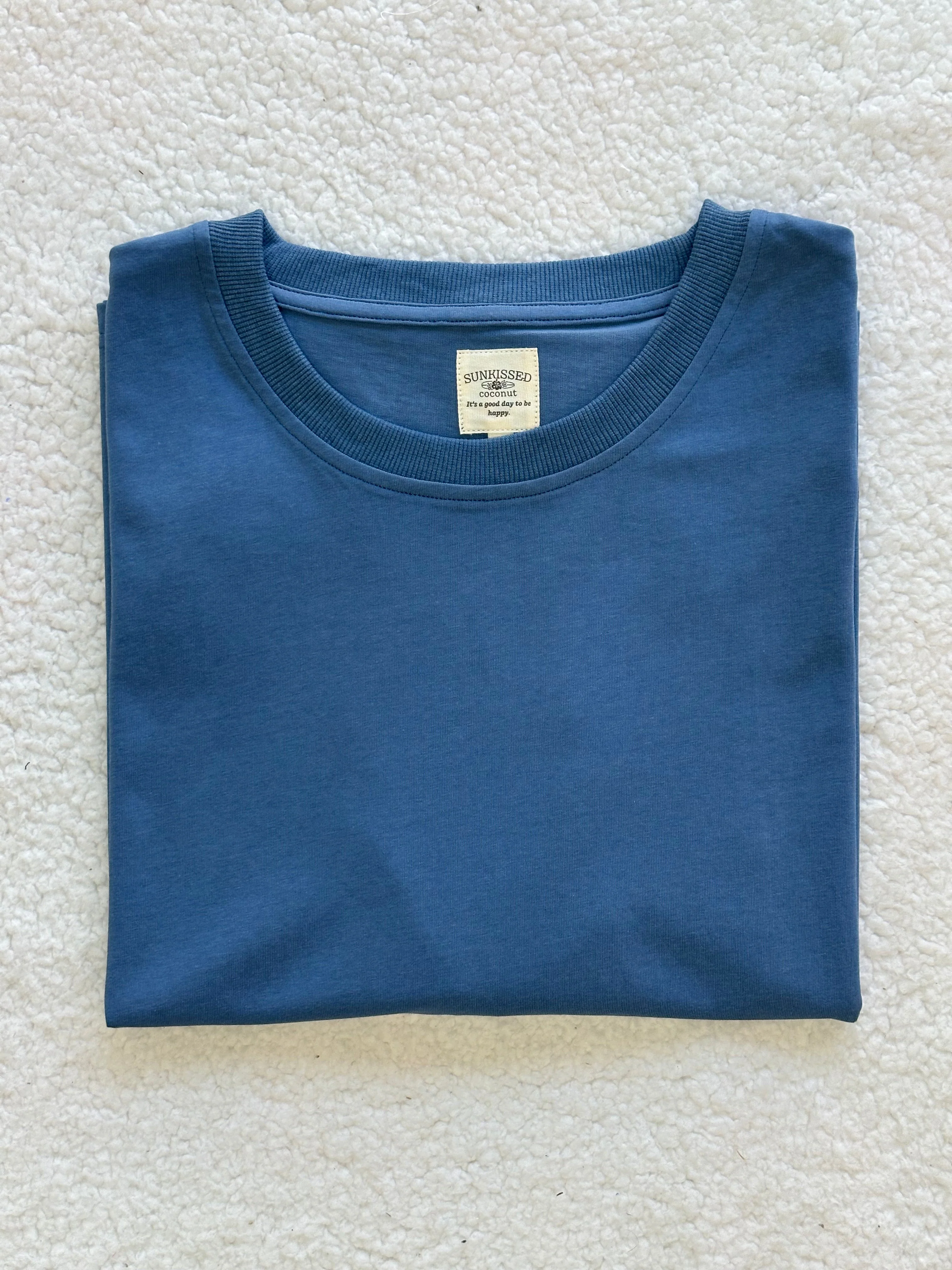 Hamptons Blue Basic Slightly Cropped Blank Tee