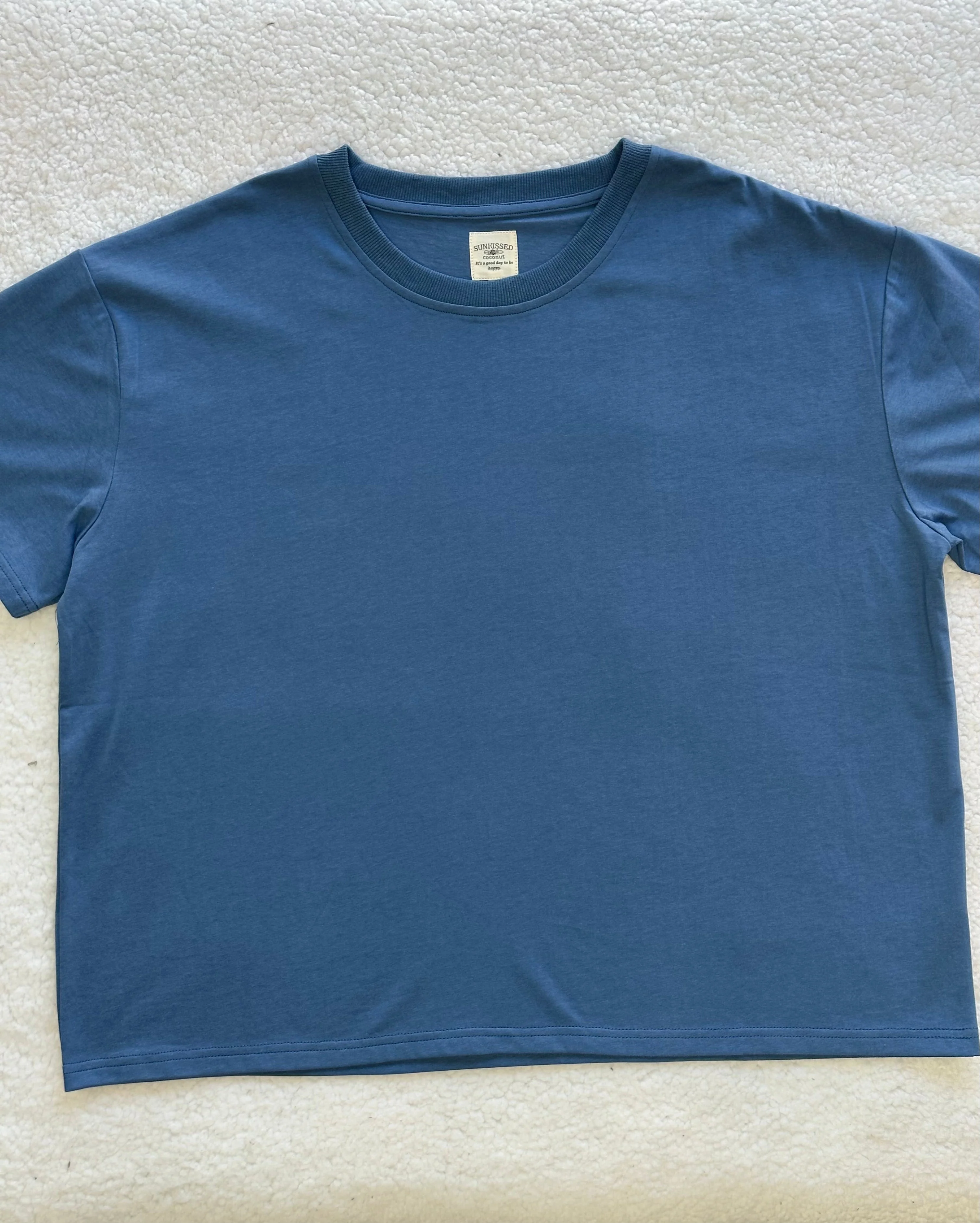 Hamptons Blue Basic Slightly Cropped Blank Tee - Image 2
